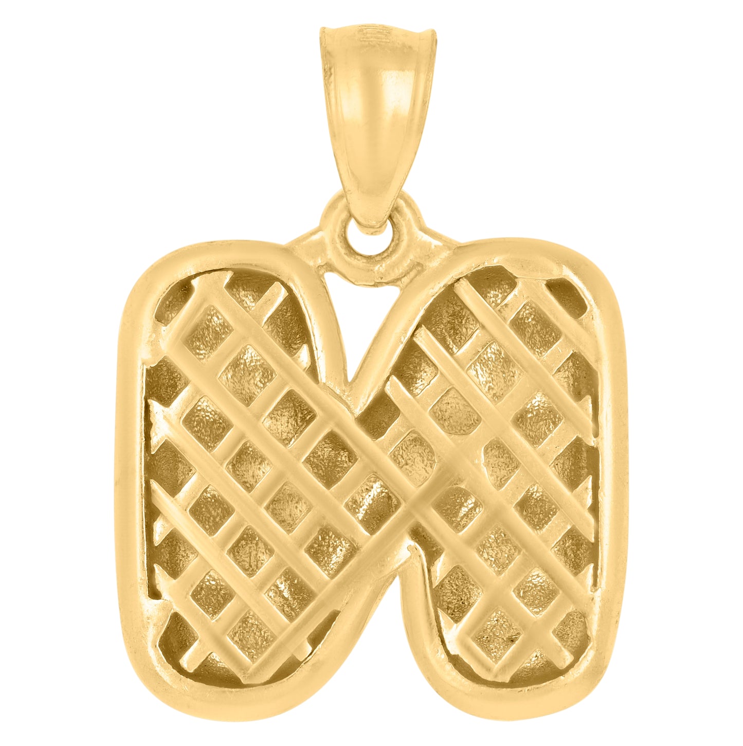 10K Yellow Gold Unisex Initial Alphabet Nugget Charm Pendant