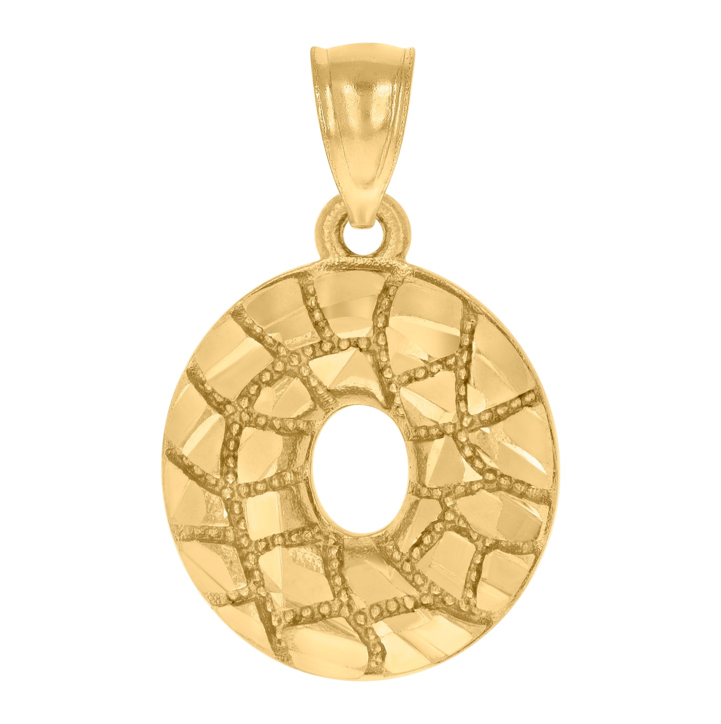 10K Yellow Gold Unisex Initial Alphabet Nugget Charm Pendant