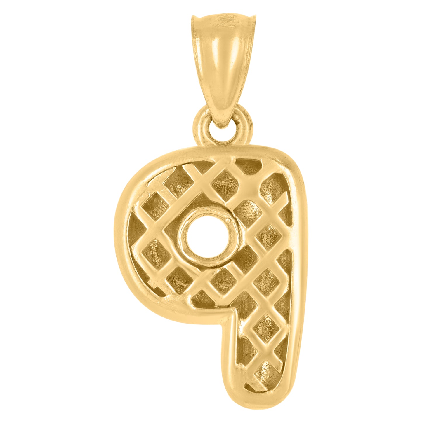 10K Yellow Gold Unisex Initial Alphabet Nugget Charm Pendant