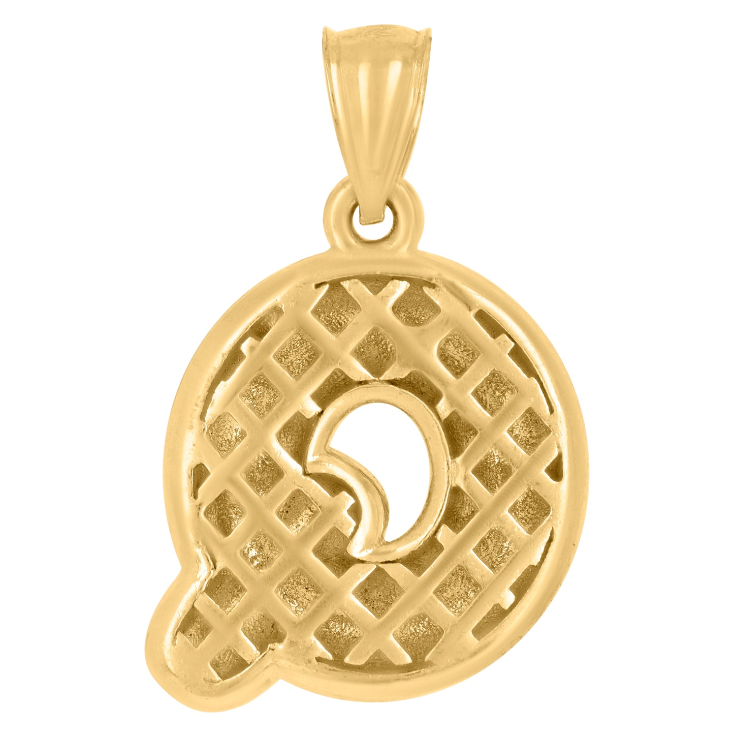 10K Yellow Gold Unisex Initial Alphabet Nugget Charm Pendant