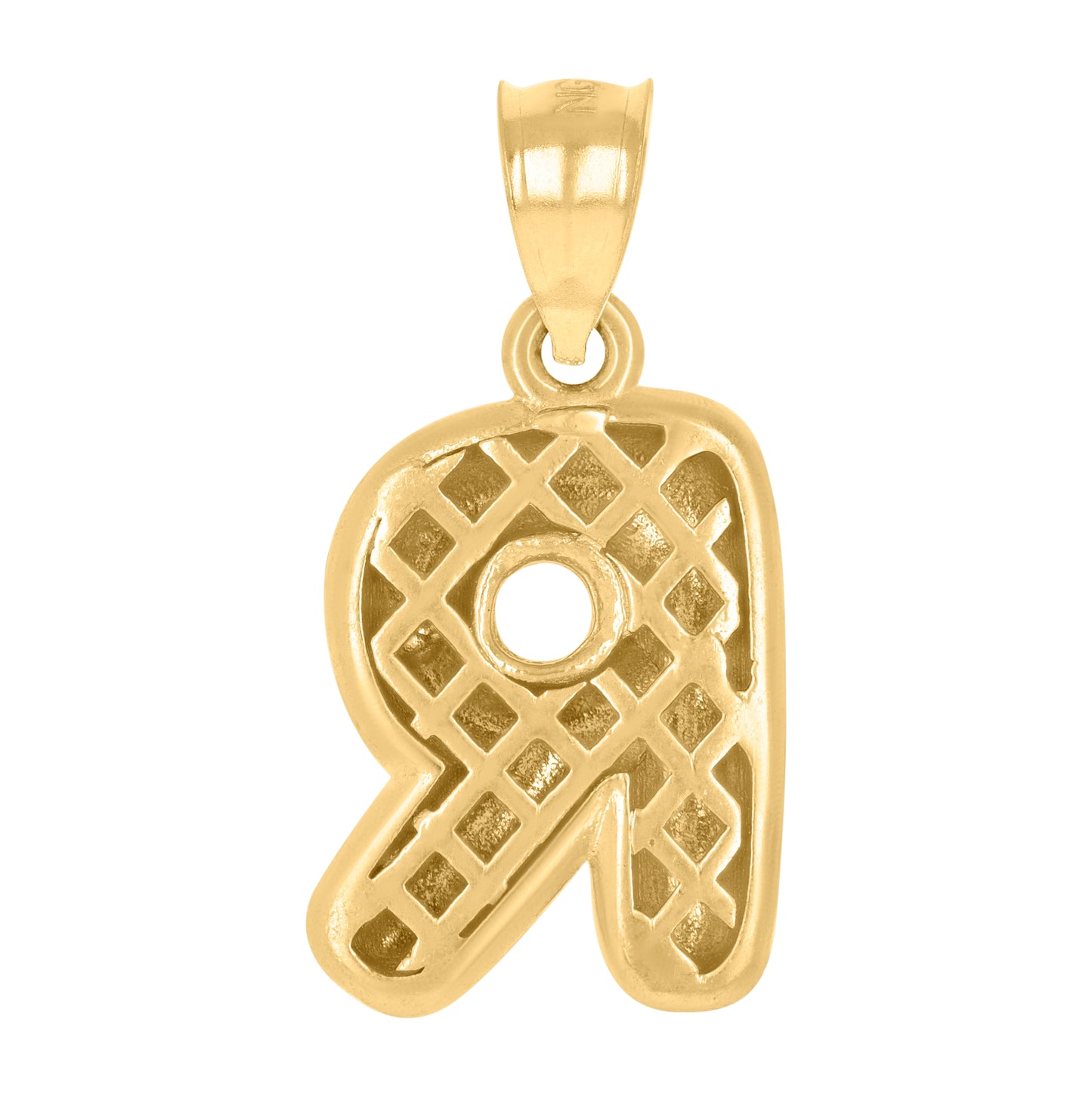 10K Yellow Gold Unisex Initial Alphabet Nugget Charm Pendant