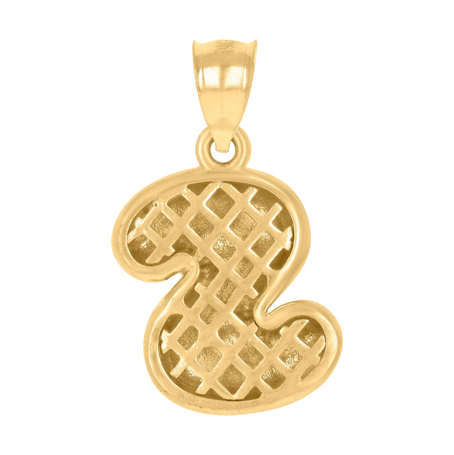 10K Yellow Gold Unisex Initial Alphabet Nugget Charm Pendant