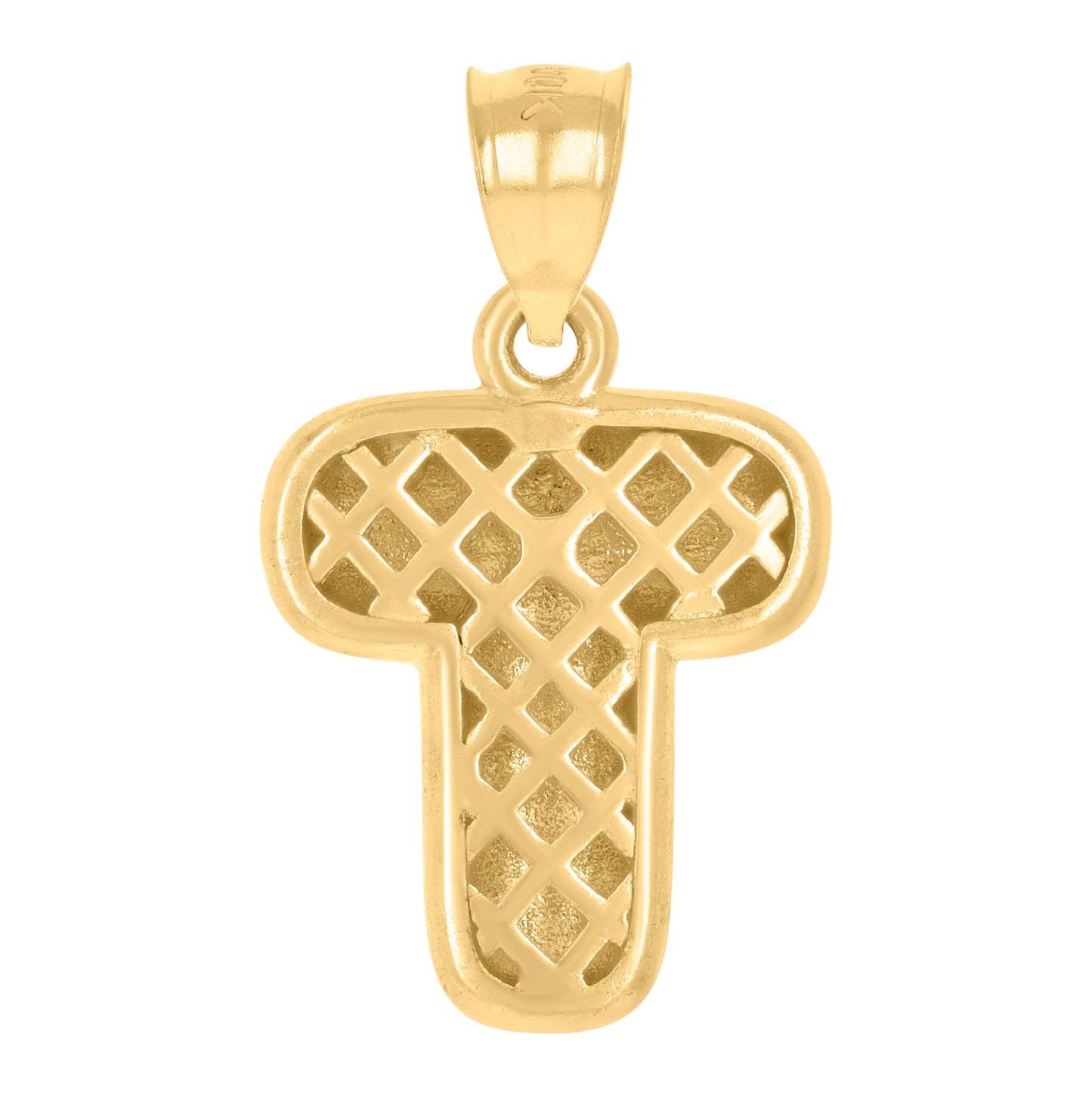 10K Yellow Gold Unisex Initial Alphabet Nugget Charm Pendant