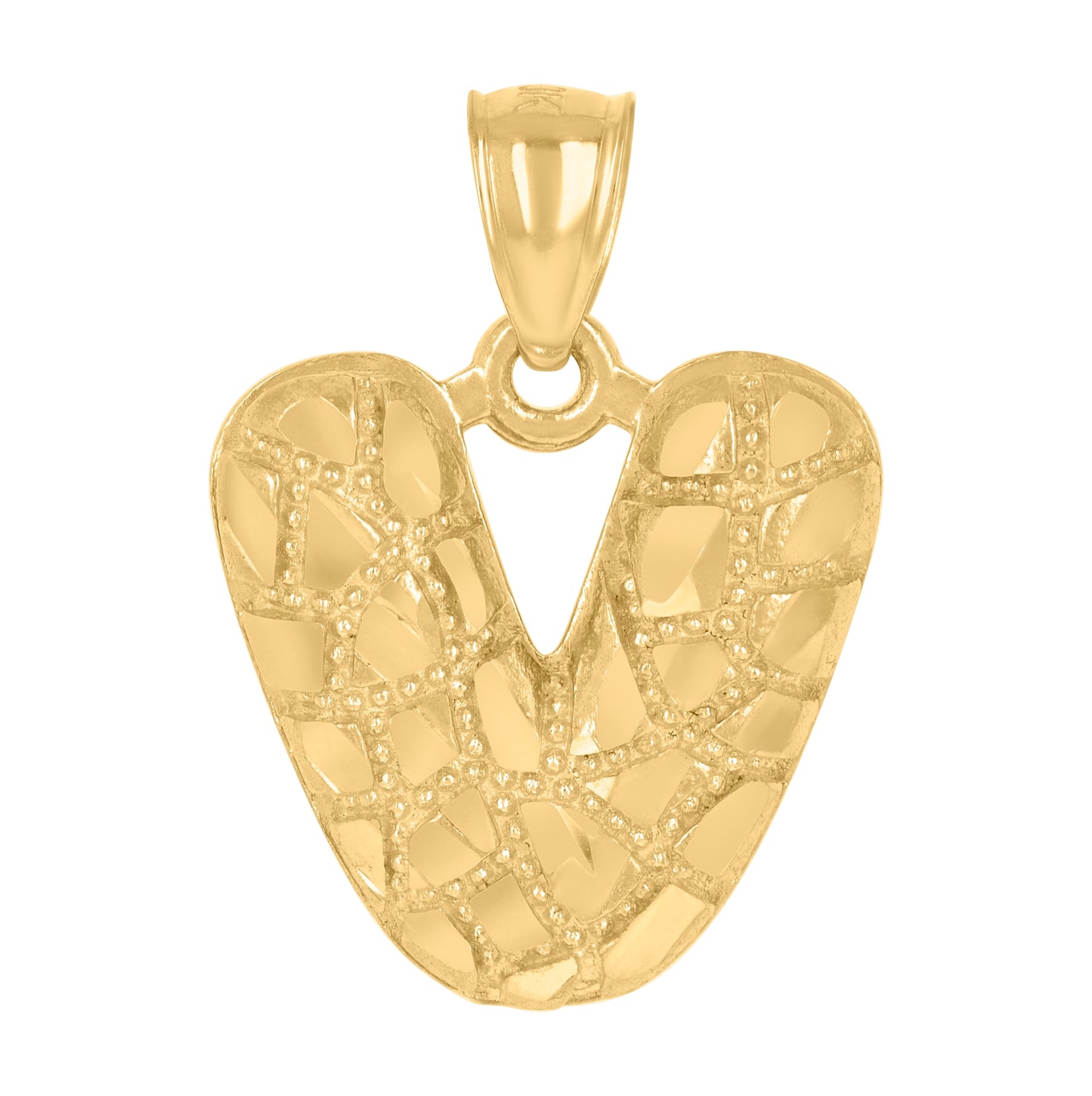 10K Yellow Gold Unisex Initial Alphabet Nugget Charm Pendant