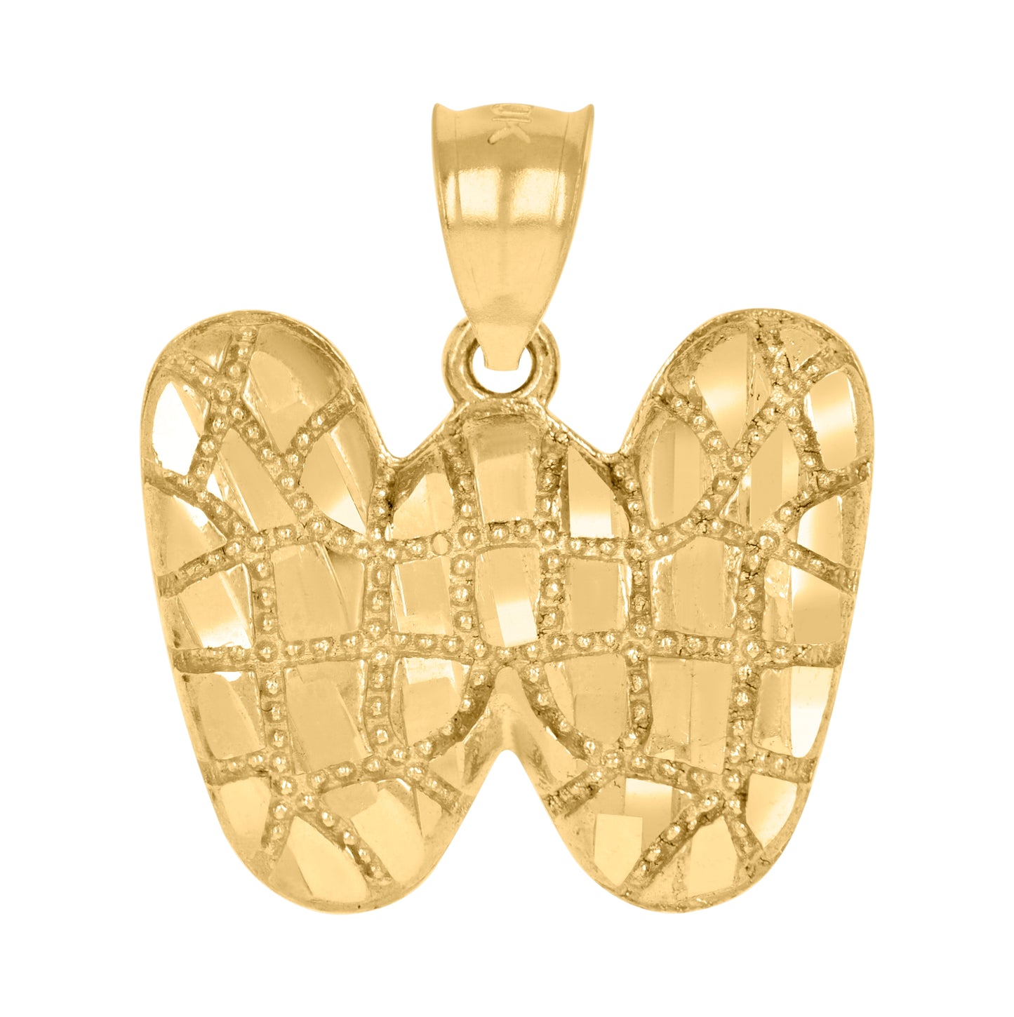 10K Yellow Gold Unisex Initial Alphabet Nugget Charm Pendant
