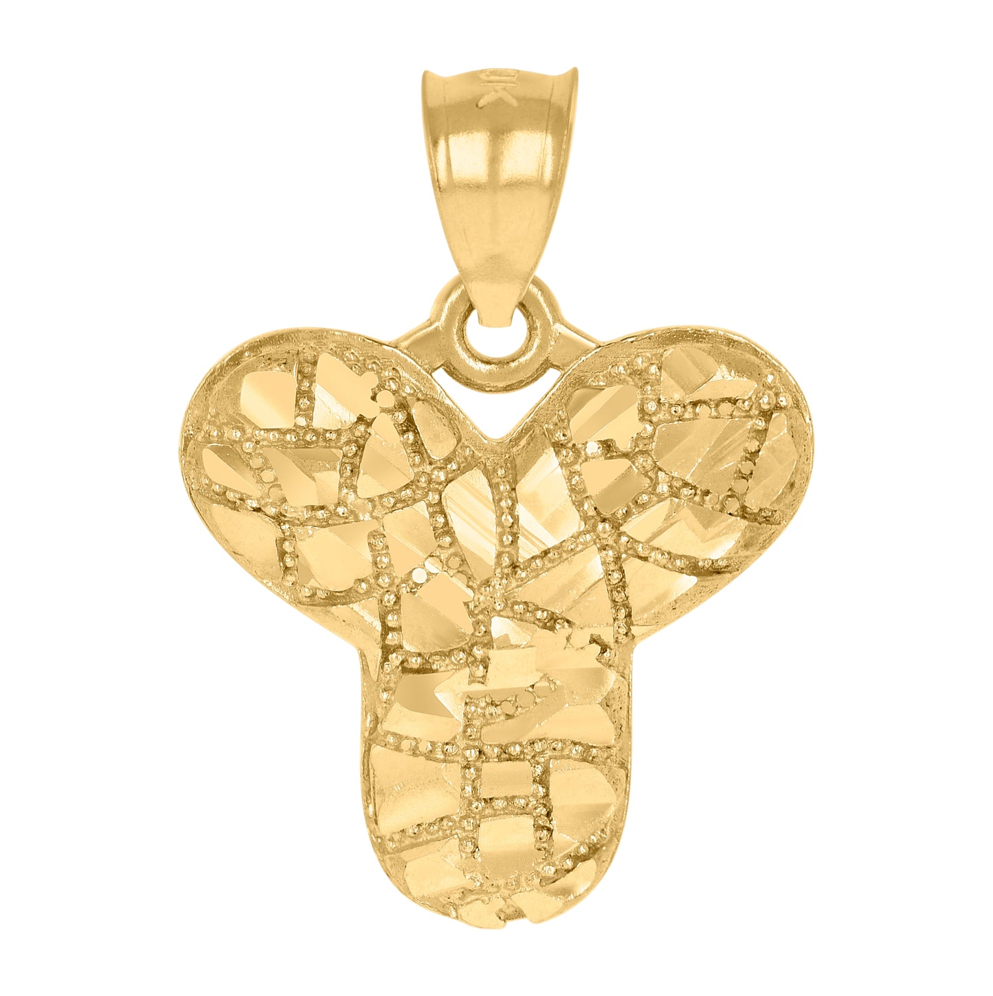 10K Yellow Gold Unisex Initial Alphabet Nugget Charm Pendant