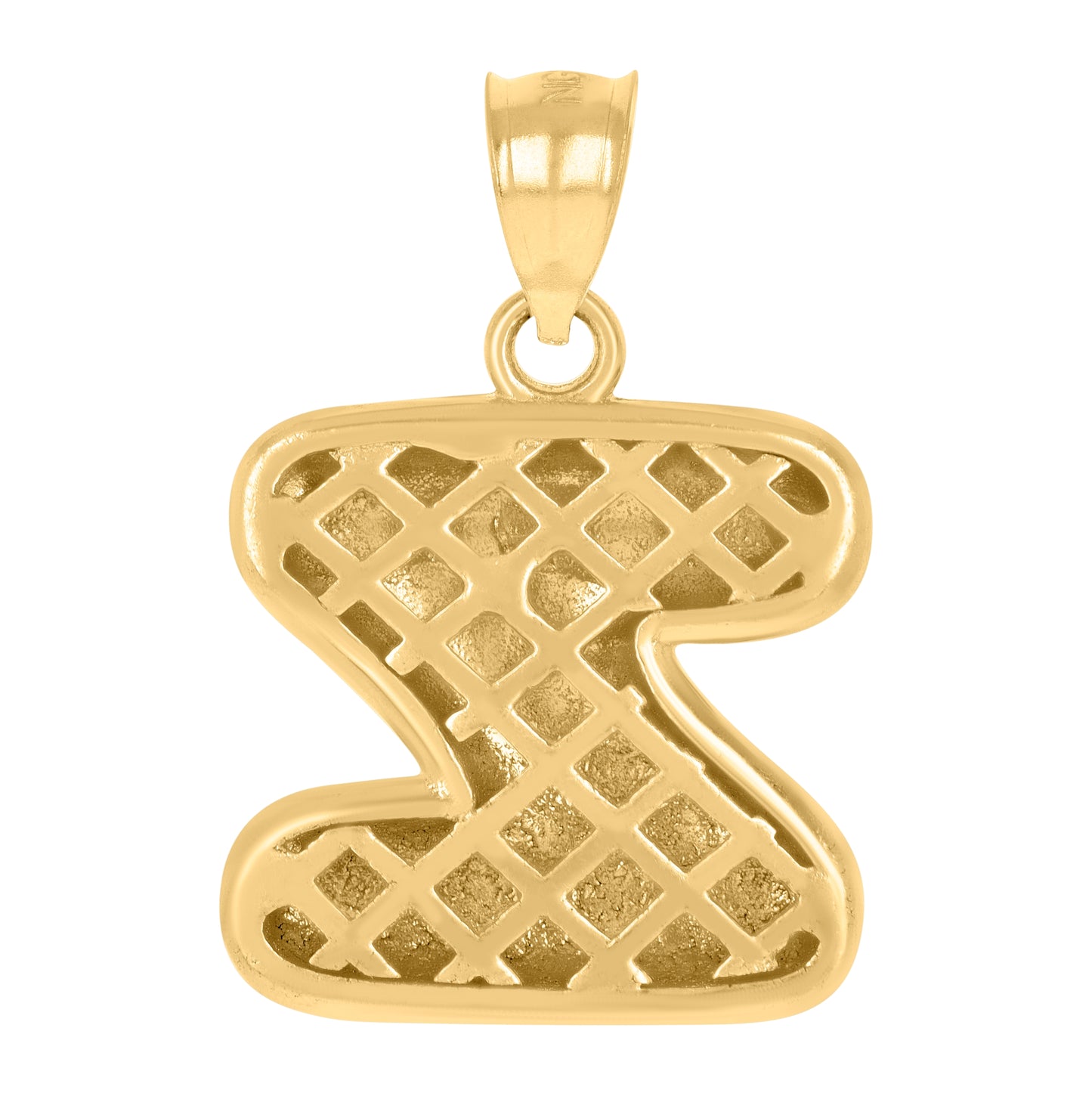10K Yellow Gold Unisex Initial Alphabet Nugget Charm Pendant