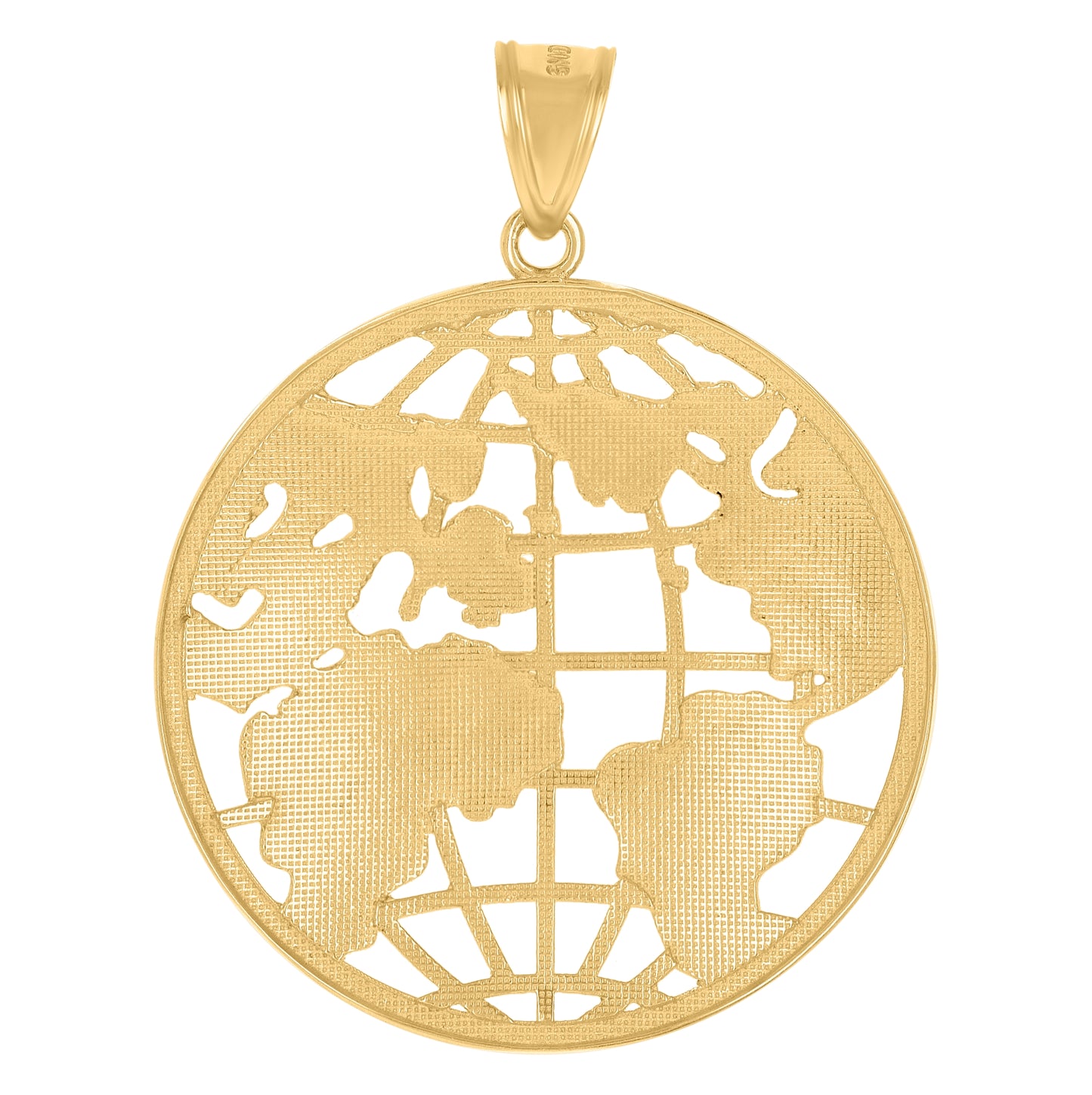 10K Two-Tone Gold Unisex World Map Charm Pendant