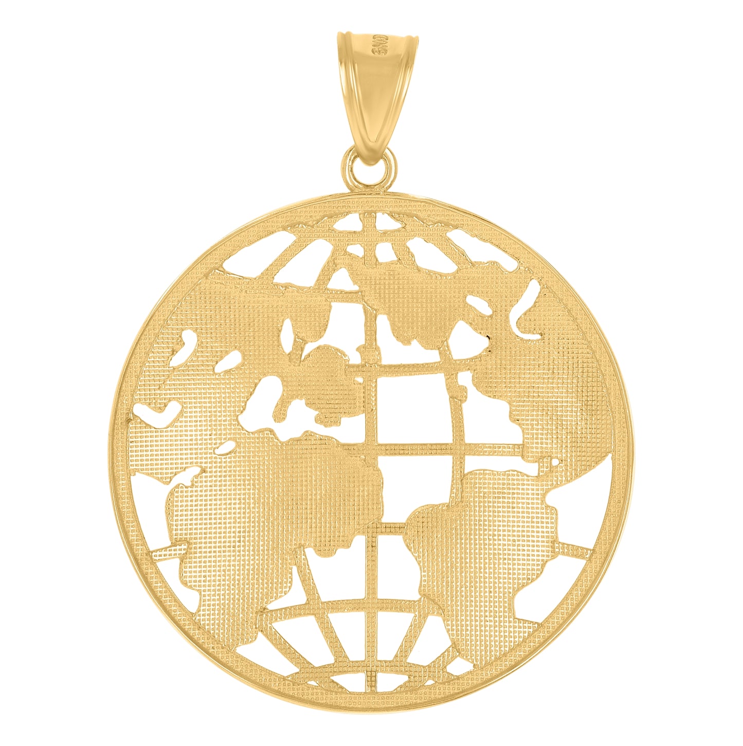 10K Two-Tone Gold Mens World Map Charm Pendant