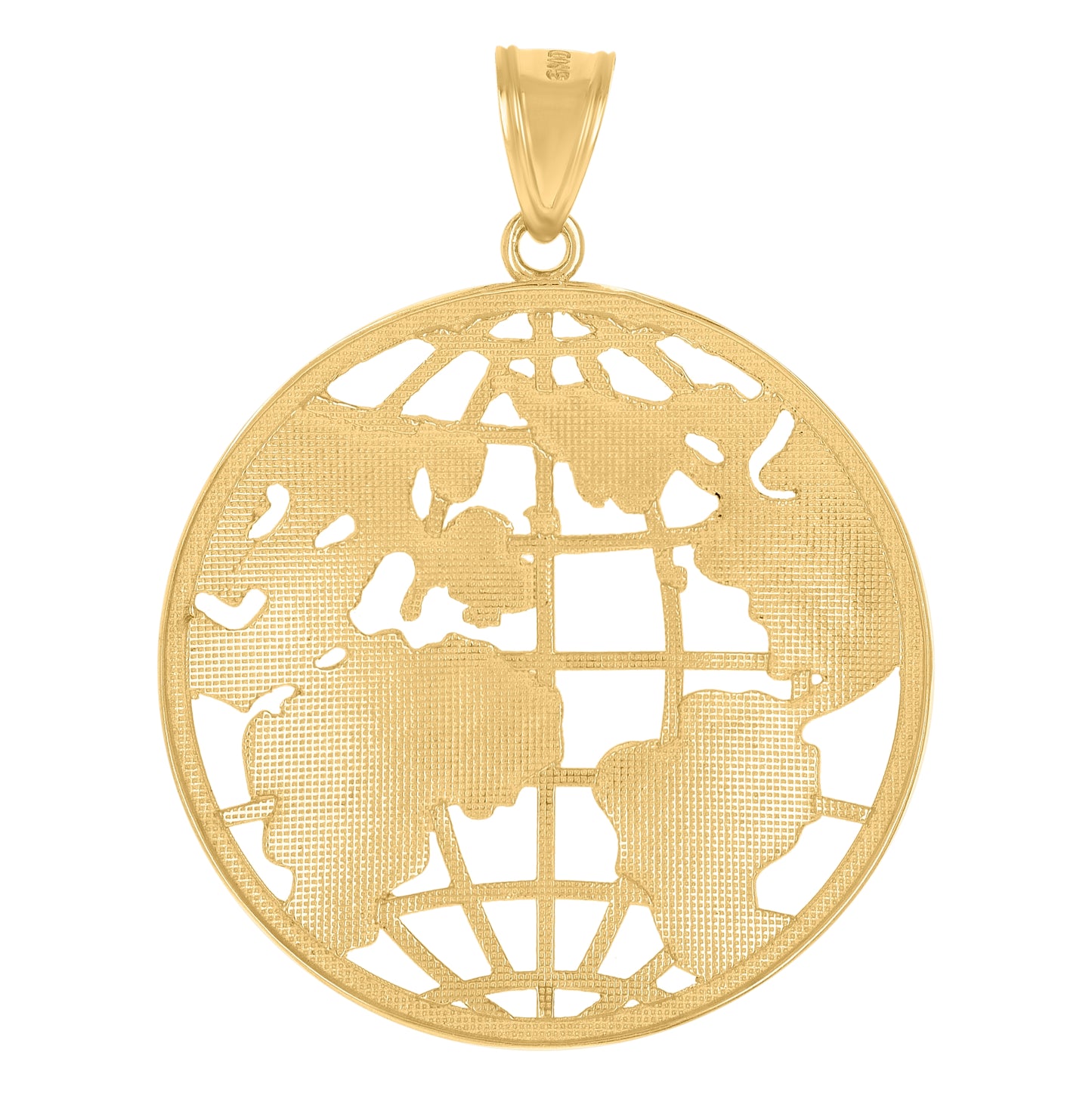 10K Two-Tone Gold Mens World Map Charm Pendant