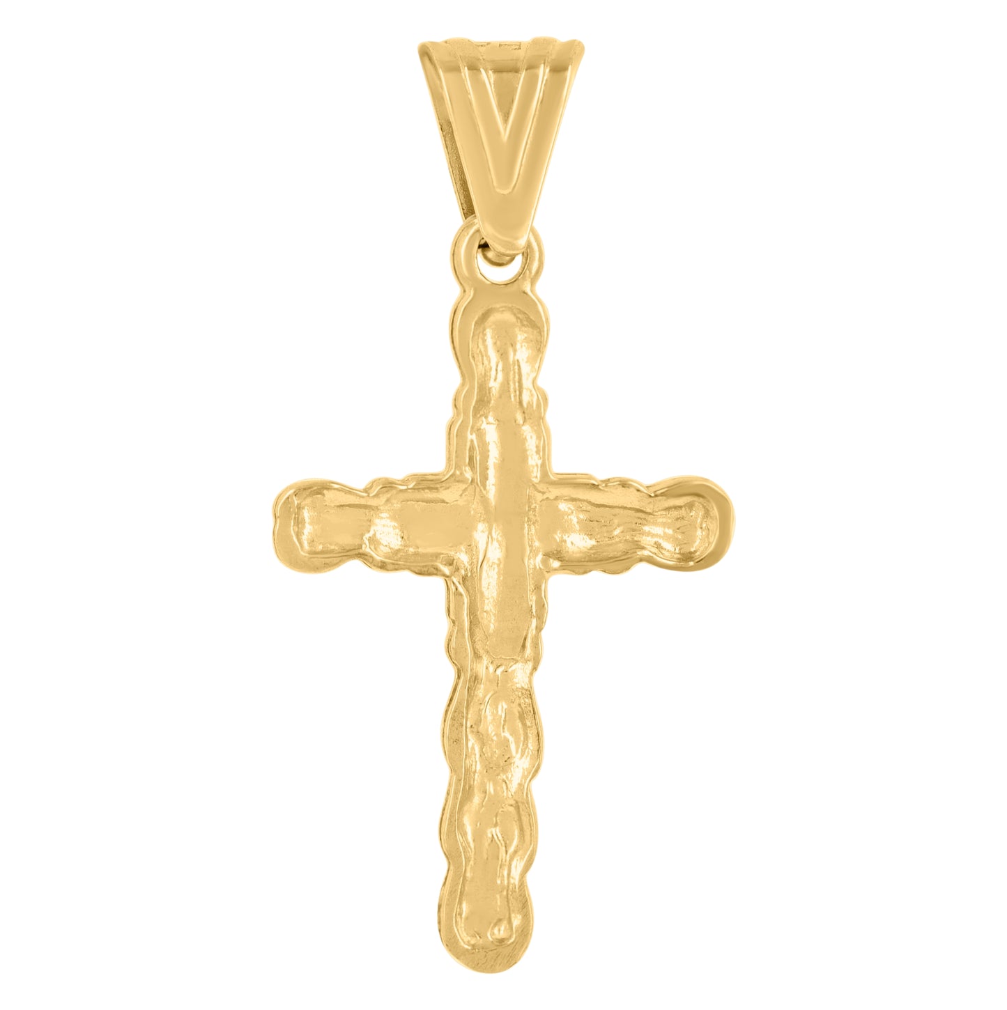 14K Yellow Gold Mens Cross Religious Charm Pendant