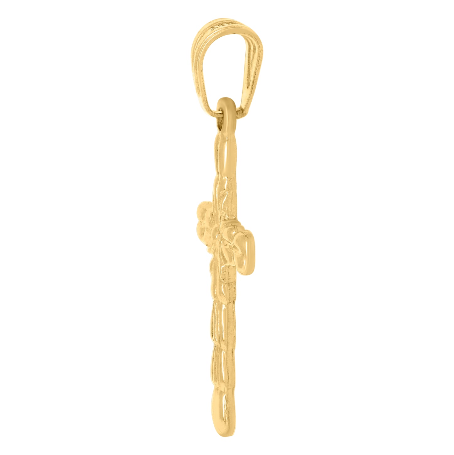 14K Yellow Gold Mens Cross Religious Charm Pendant