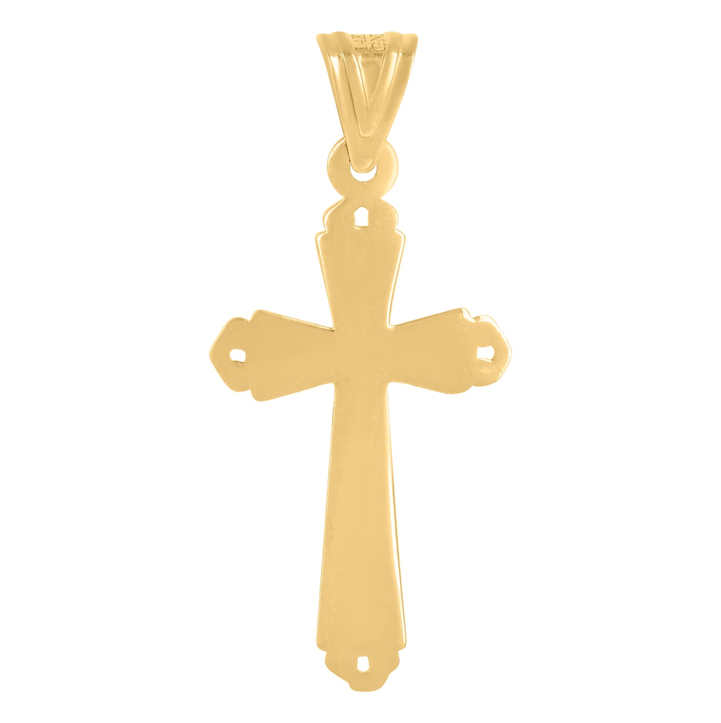 14K Yellow Gold Mens Cross Religious Charm Pendant