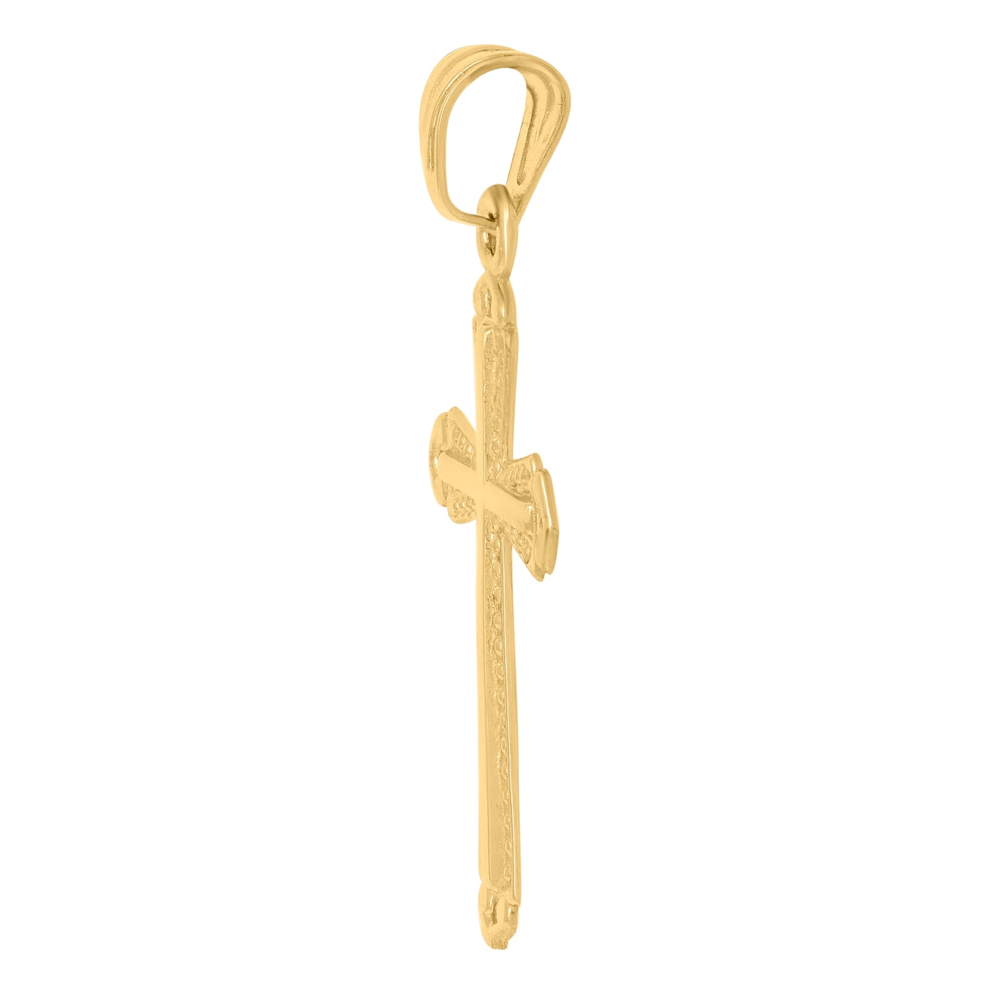14K Yellow Gold Mens Cross Religious Charm Pendant