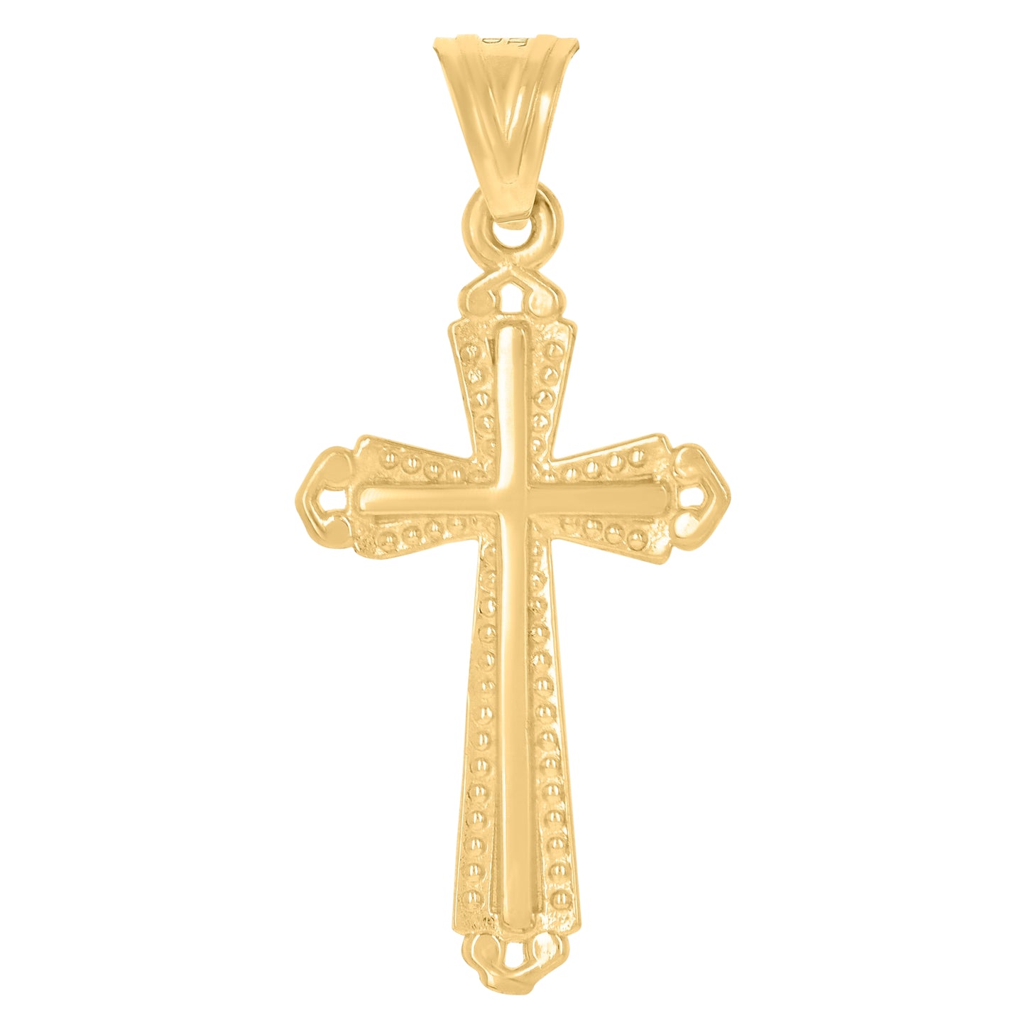 14K Yellow Gold Mens Cross Religious Charm Pendant