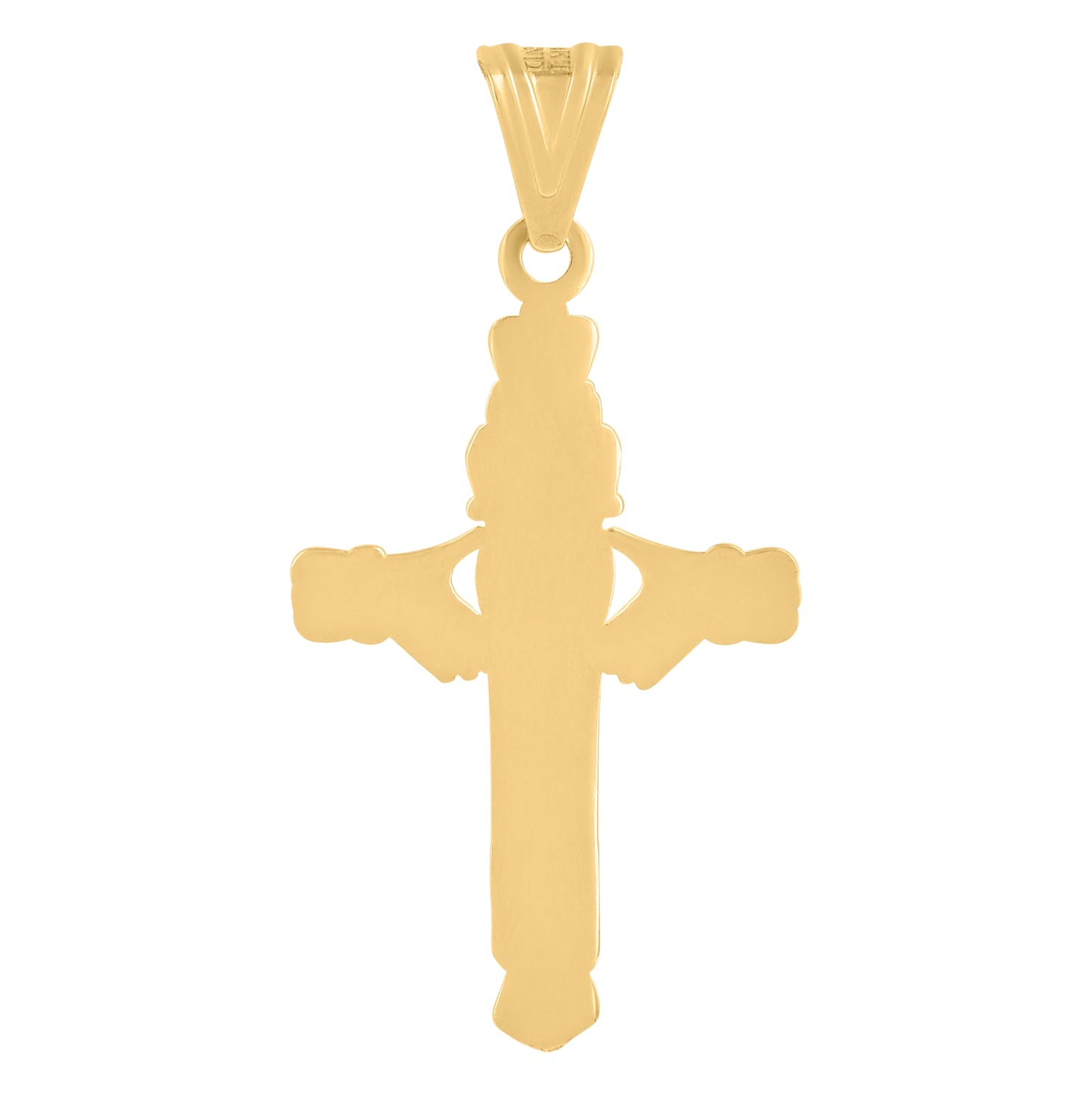 14K Two-tone Gold Mens Claddagh Cross Religious Charm Pendant