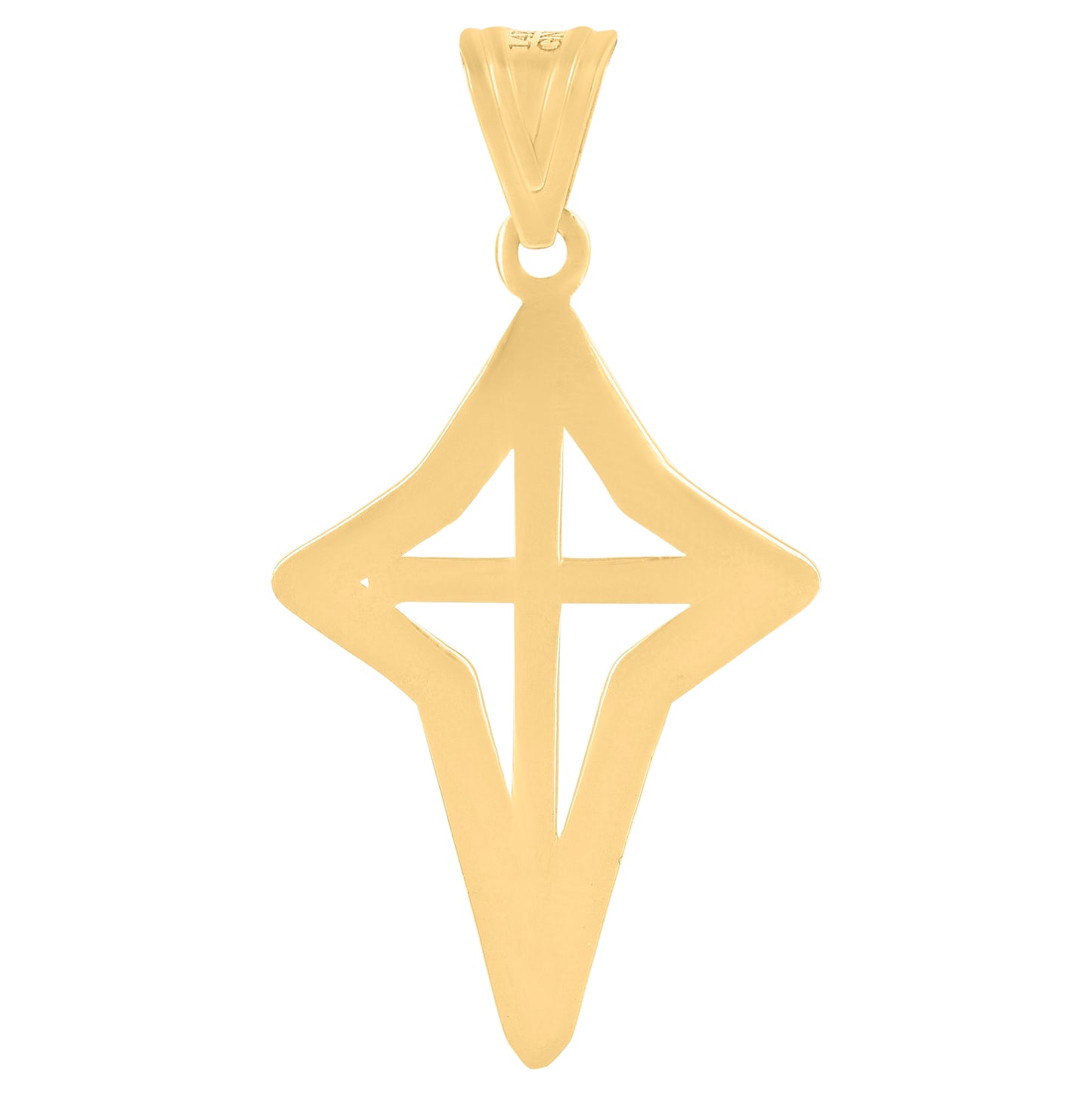 14K Two-tone Gold Mens Cross Religious Charm Pendant
