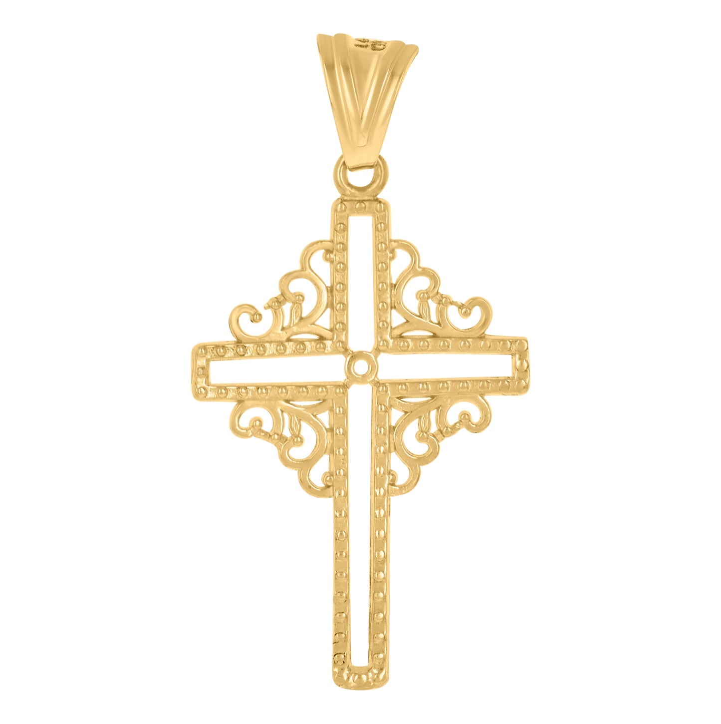 14K Yellow Gold Mens Cross Religious Charm Pendant