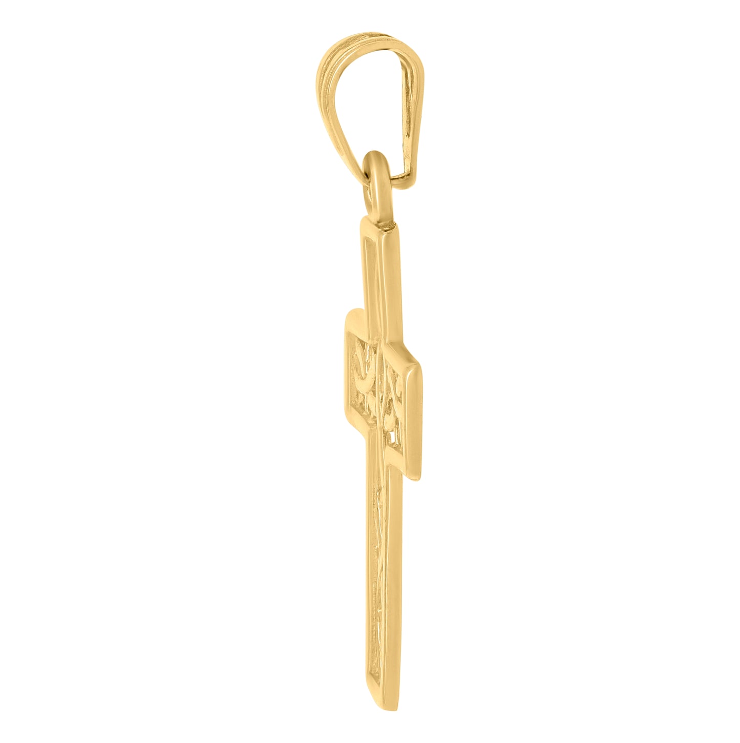 14K Yellow Gold Mens Cross Religious Charm Pendant