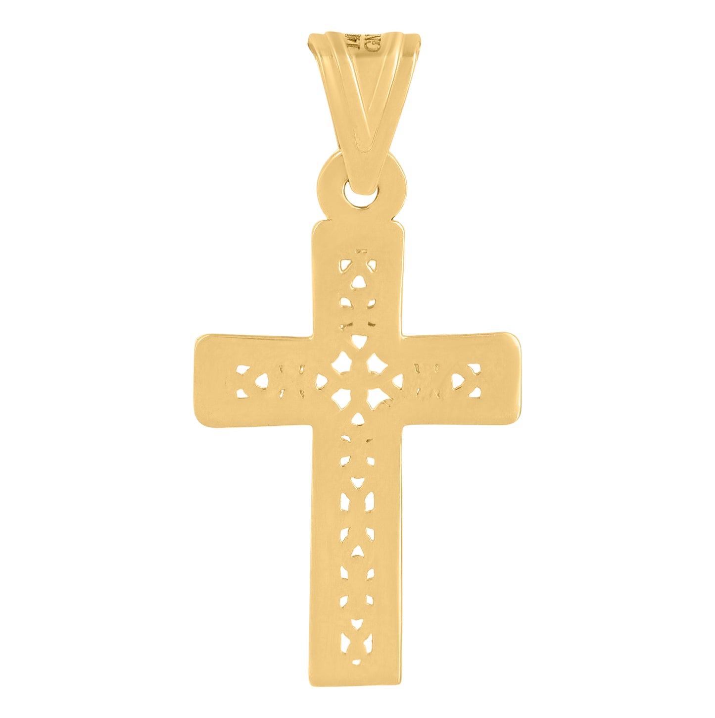 14K Yellow Gold Mens Cross Religious Charm Pendant