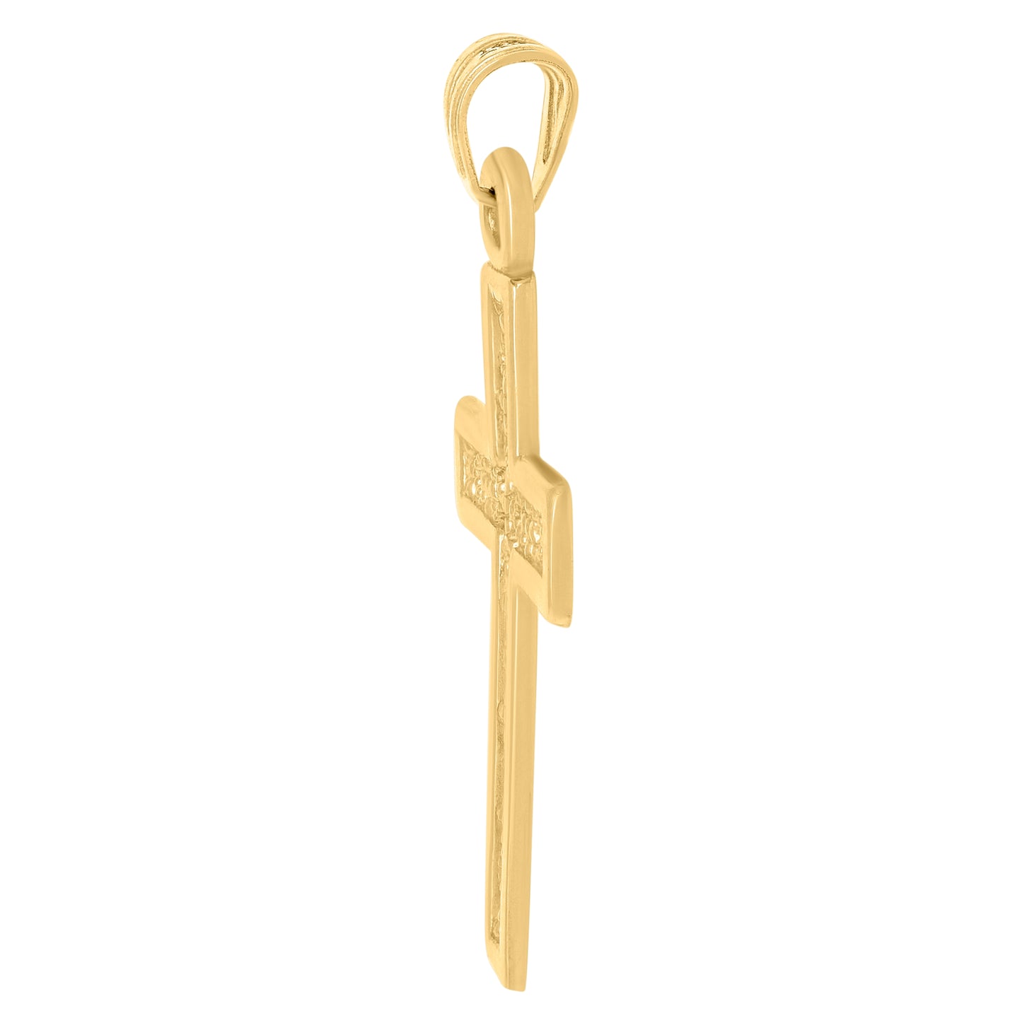 14K Yellow Gold Mens Cross Religious Charm Pendant
