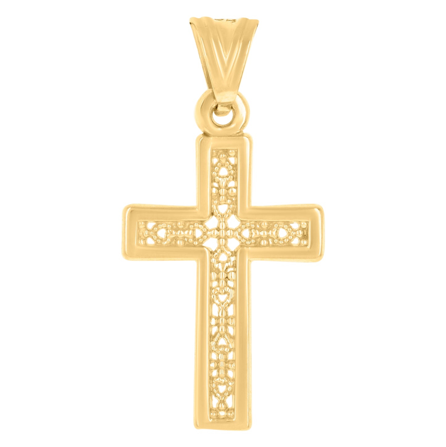 14K Yellow Gold Mens Cross Religious Charm Pendant