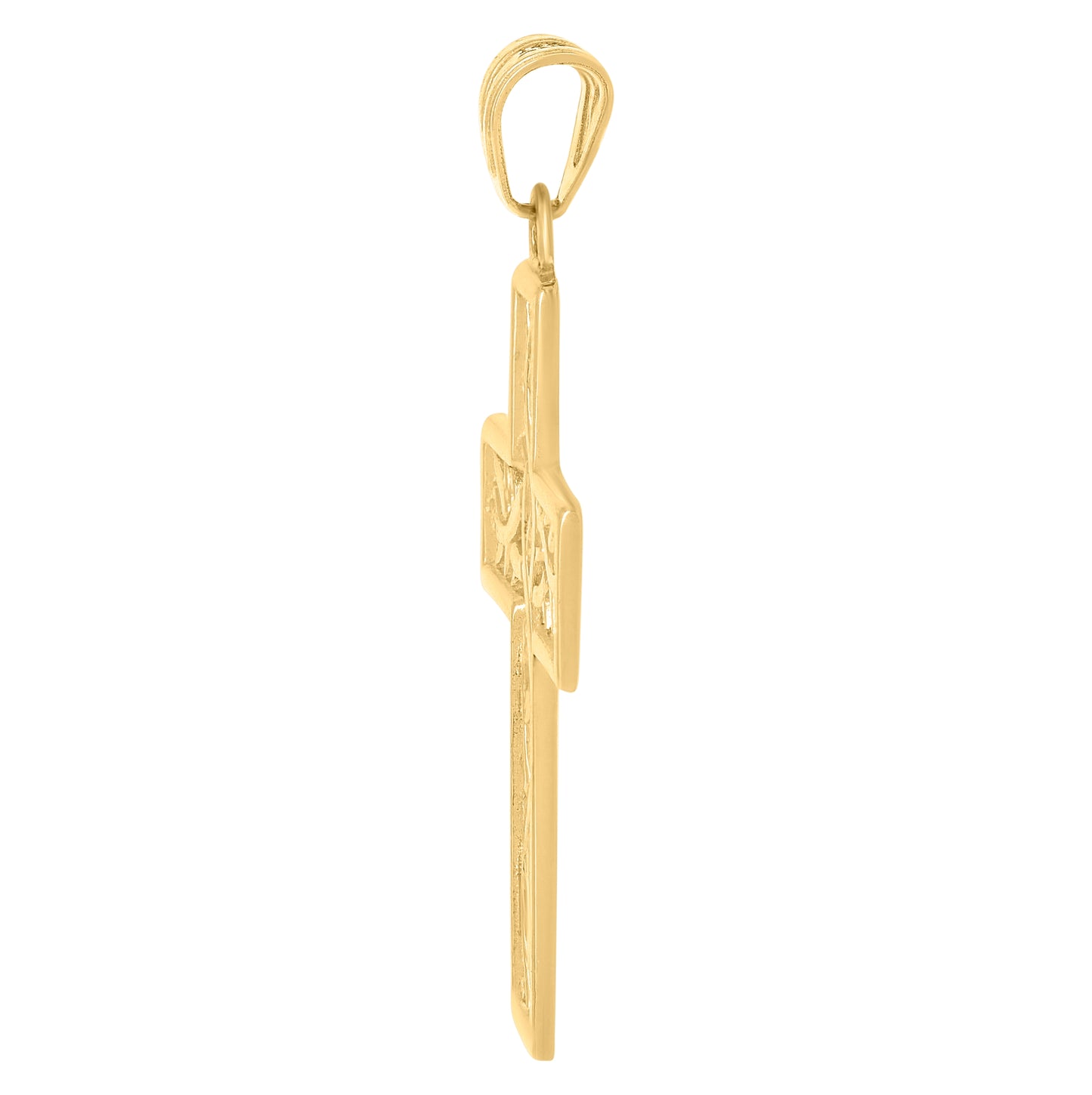 14K Yellow Gold Mens Cross Religious Charm Pendant