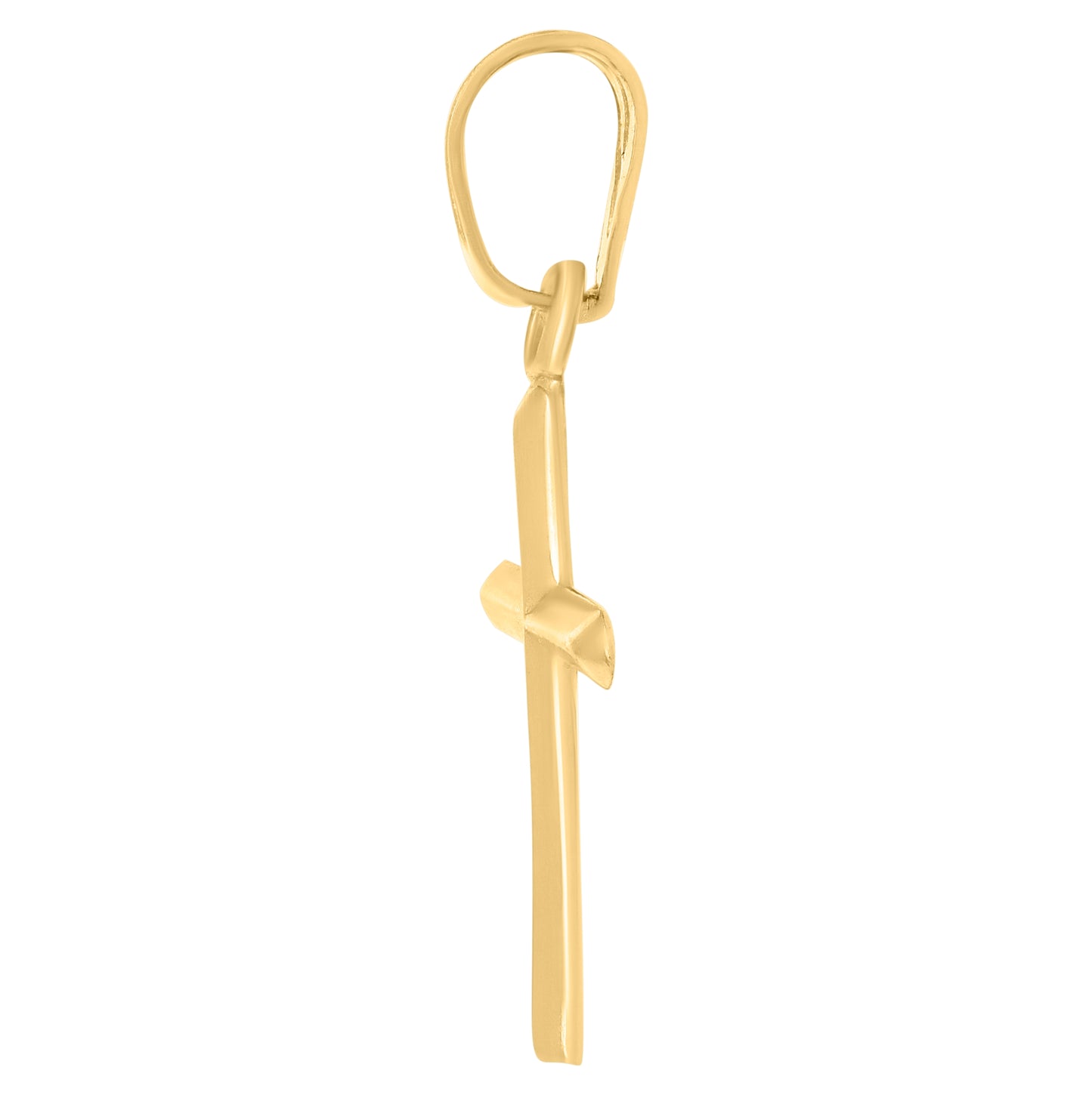 14K Yellow Gold Mens Cross Religious Charm Pendant