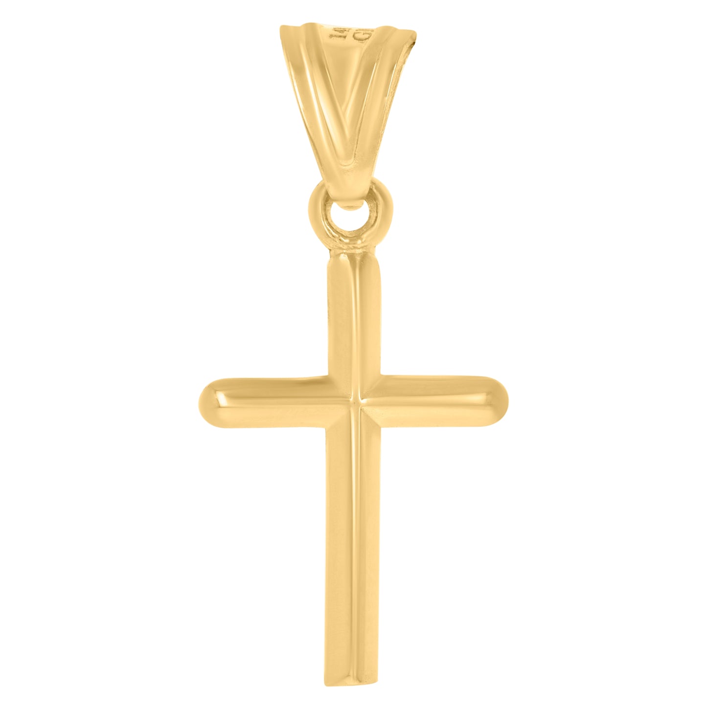 14K Yellow Gold Mens Cross Religious Charm Pendant