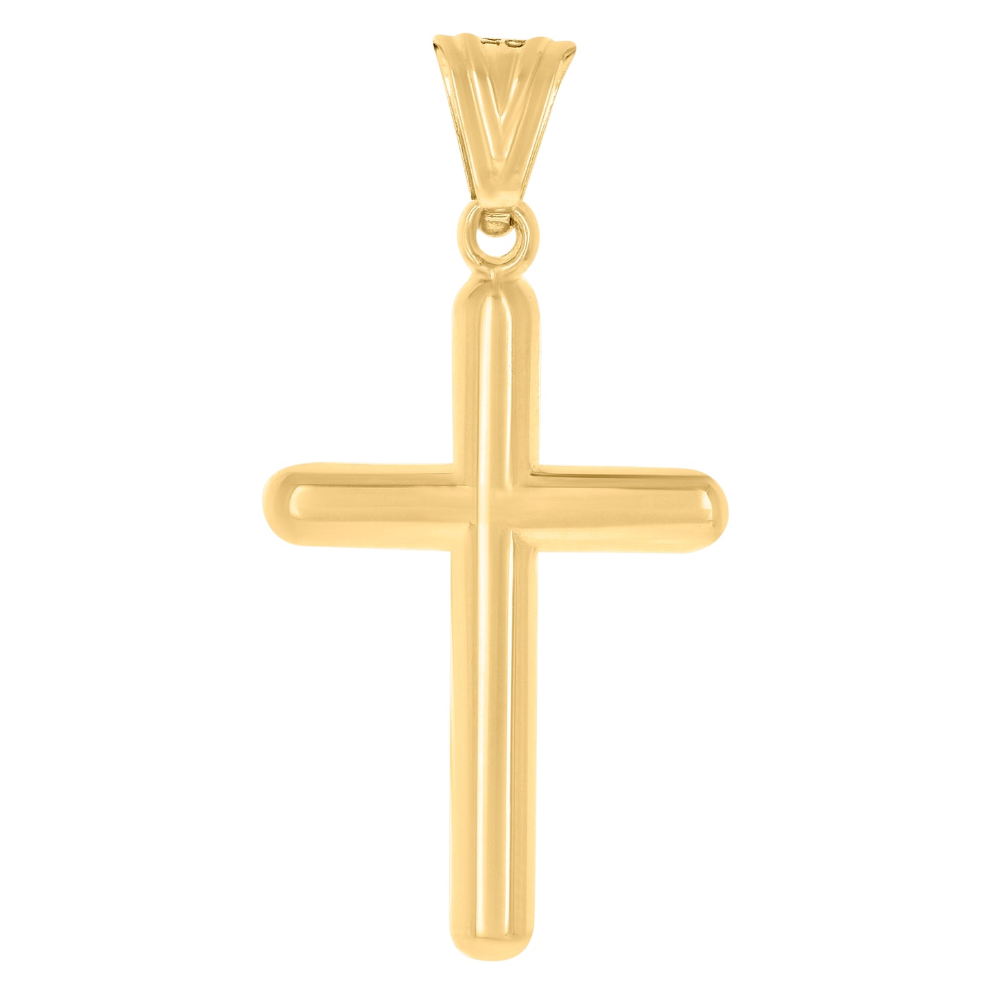 14K Yellow Gold Mens Cross Religious Charm Pendant