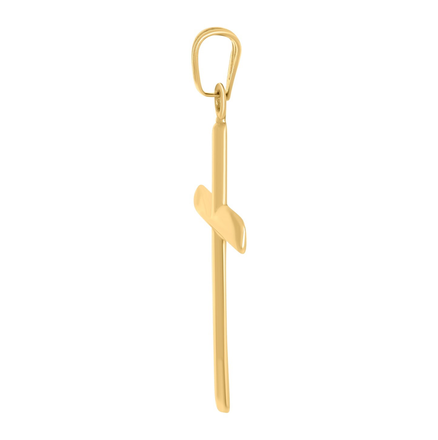14K Yellow Gold Mens Cross Religious Charm Pendant