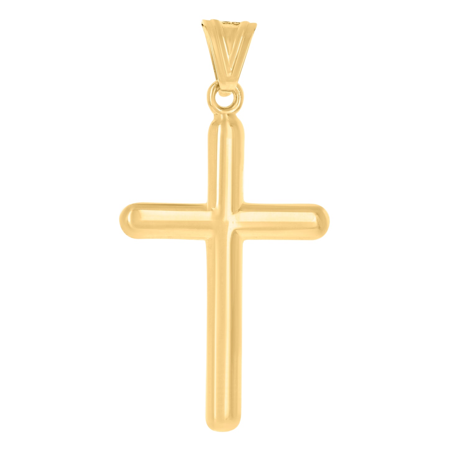 14K Yellow Gold Mens Cross Religious Charm Pendant