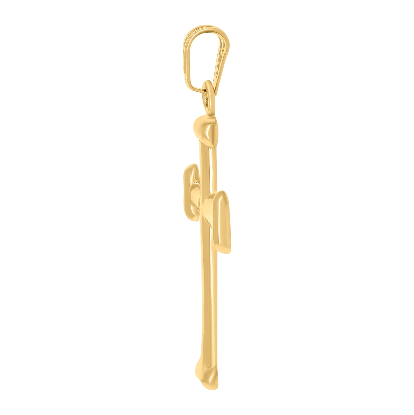 14K Yellow Gold Mens Cross Religious Charm Pendant