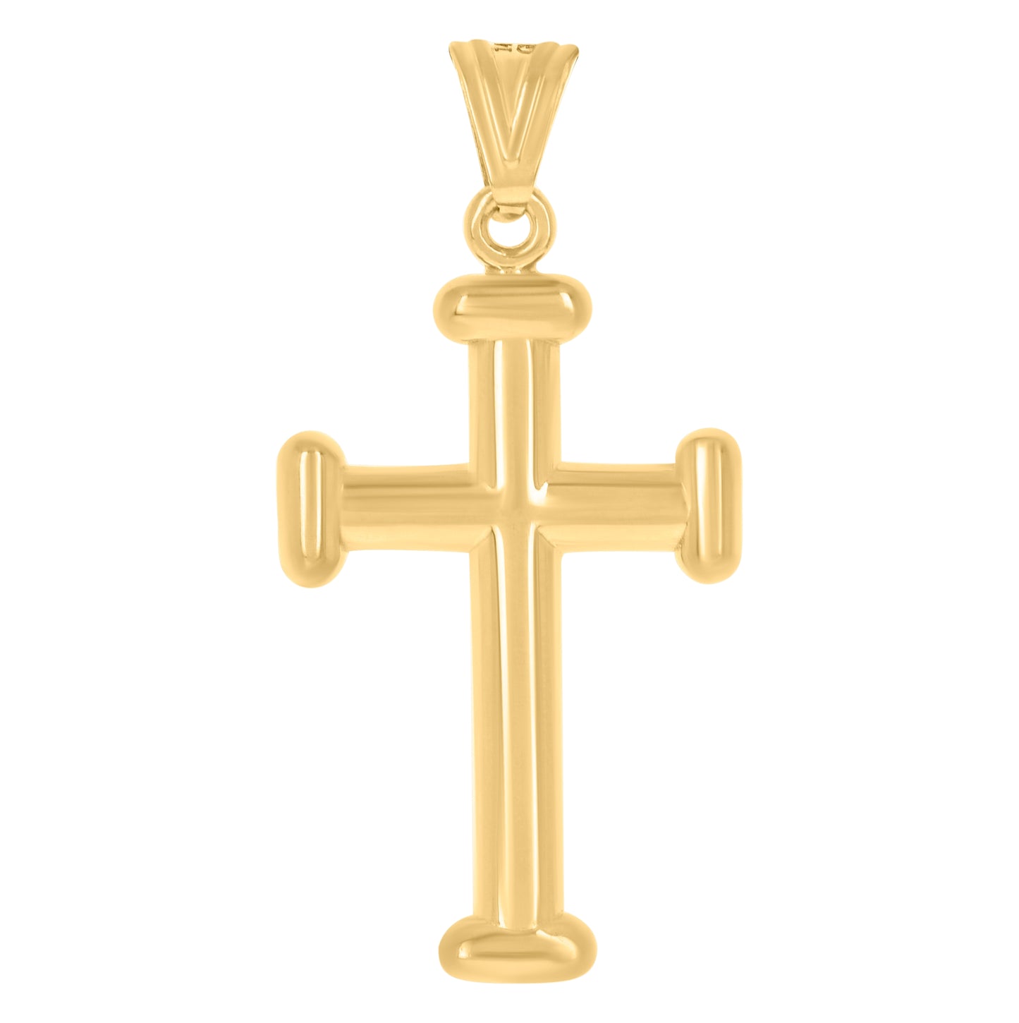 14K Yellow Gold Mens Cross Religious Charm Pendant
