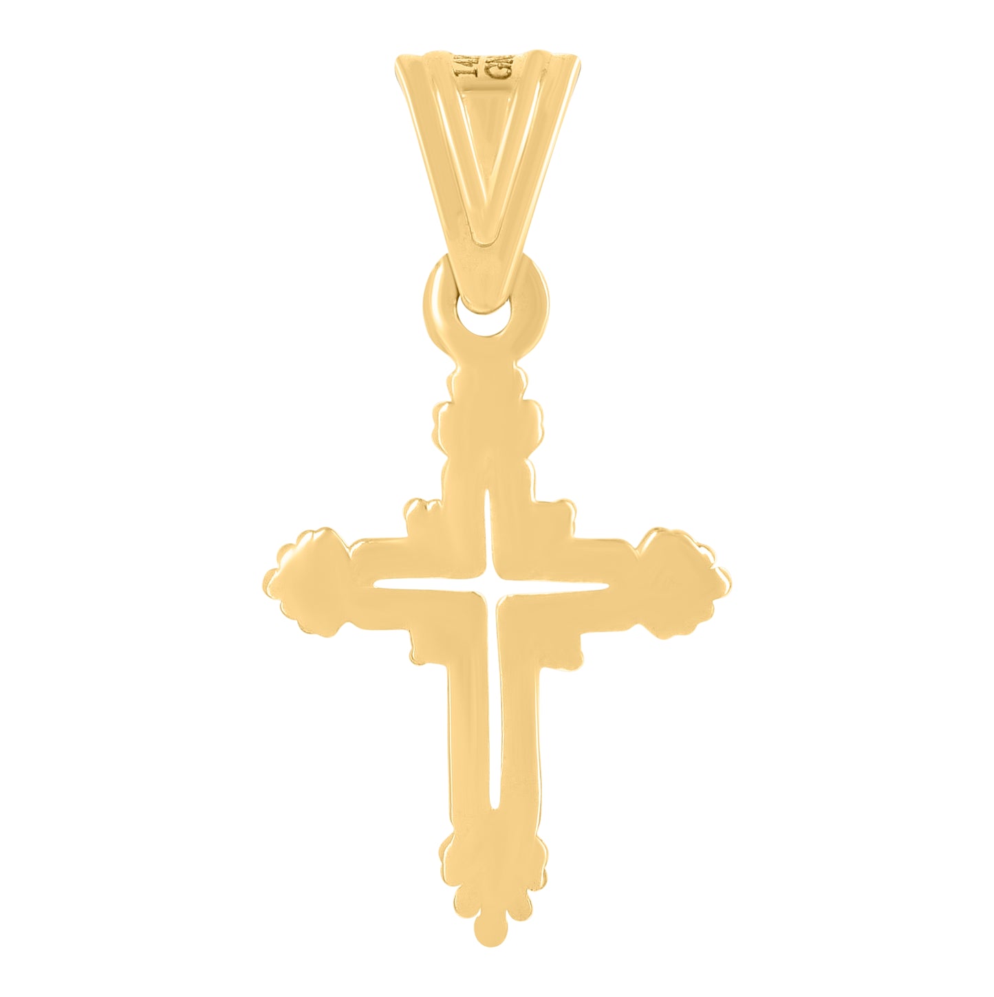 14K Yellow Gold Mens Cross Religious Charm Pendant