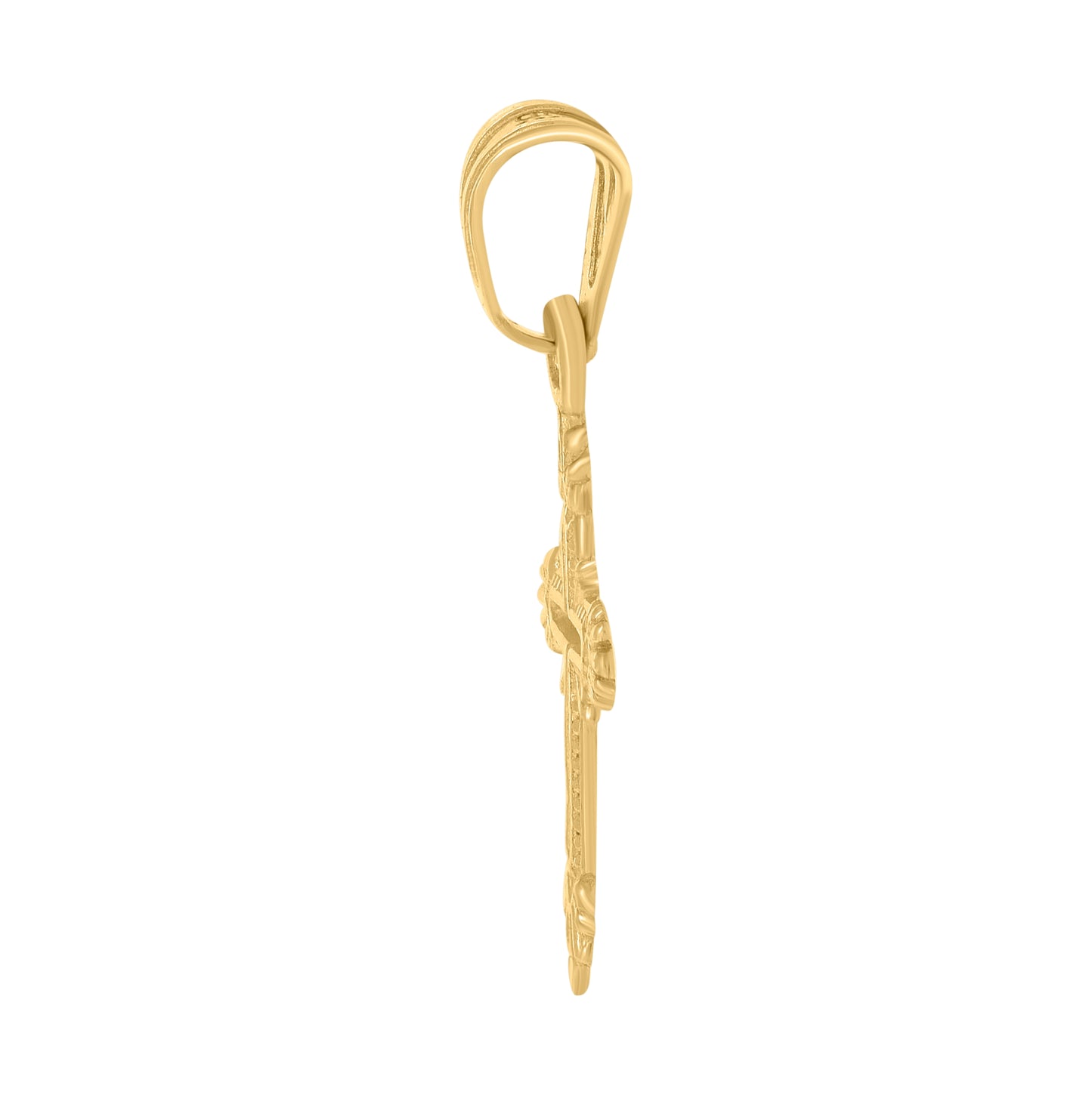 14K Yellow Gold Mens Cross Religious Charm Pendant