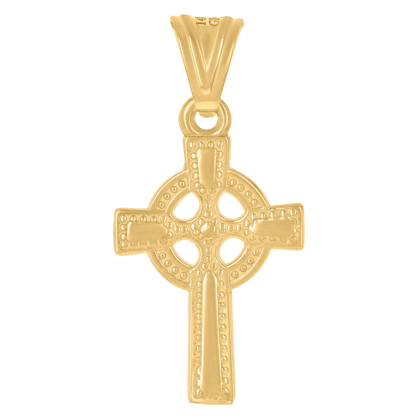 14K Yellow Gold Mens Cross Religious Charm Pendant