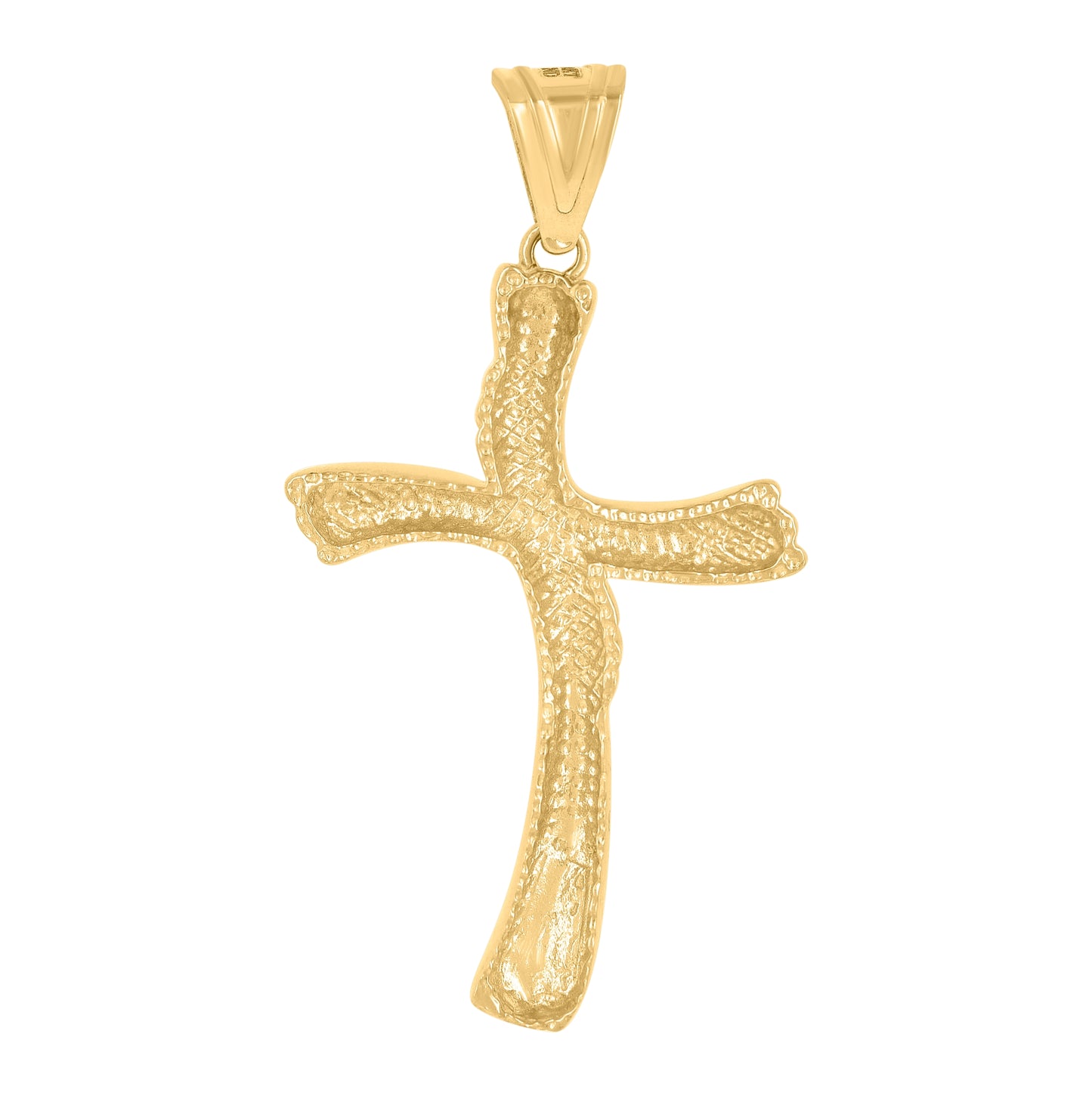 14K Yellow Gold Mens Cross Religious Charm Pendant