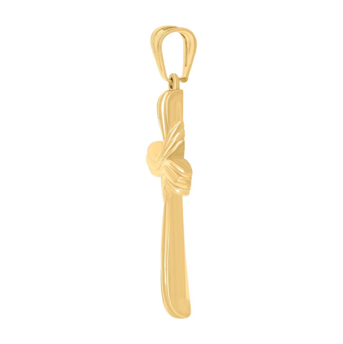 14K Yellow Gold Mens Cross Religious Charm Pendant