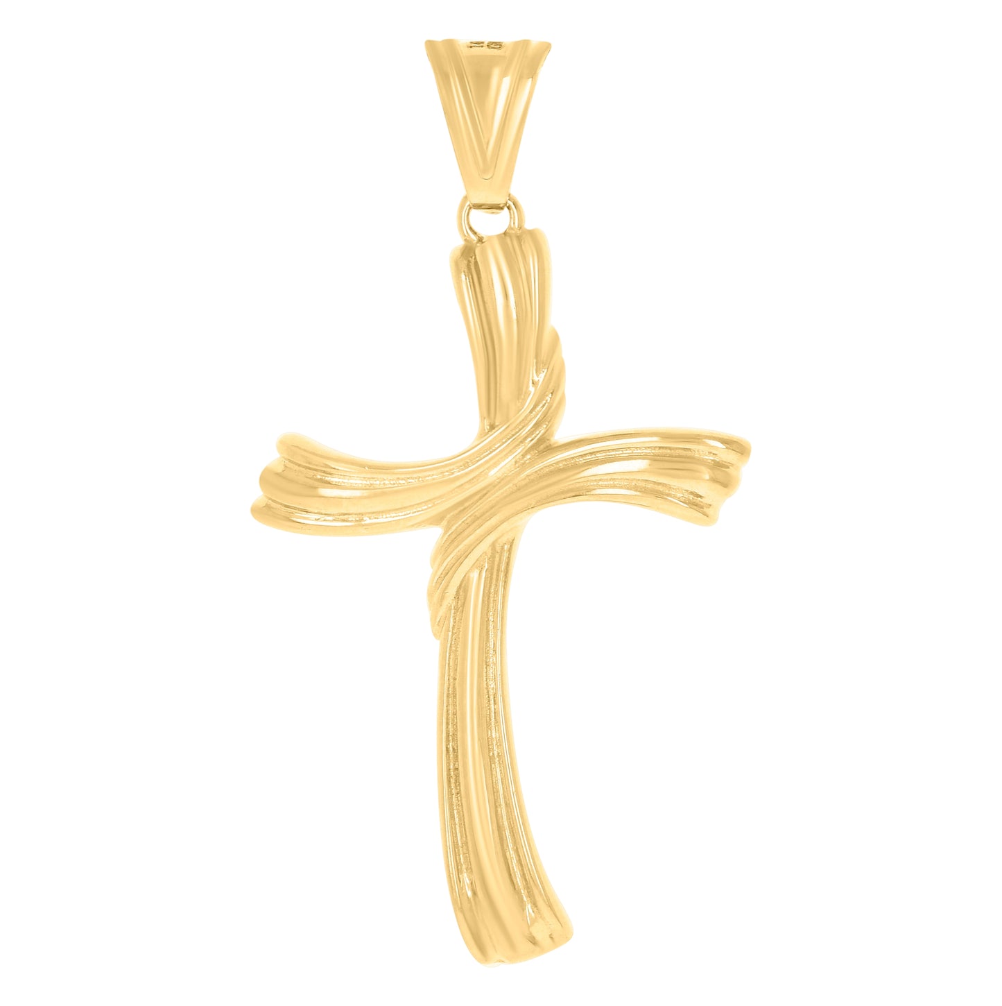 14K Yellow Gold Mens Cross Religious Charm Pendant