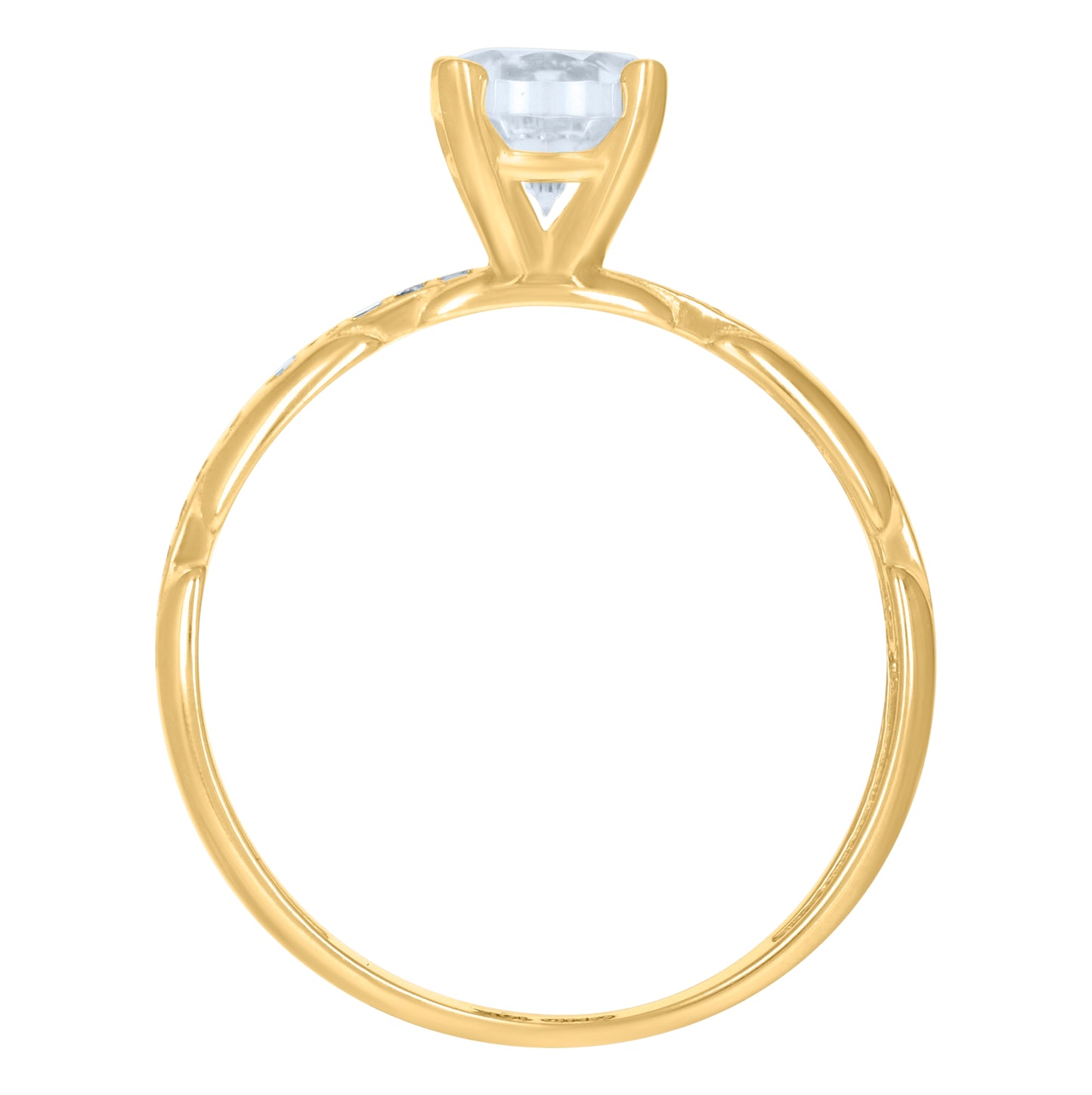 10K Yellow Gold Womens Cubic-Zirconia Bridal Engagement Ring