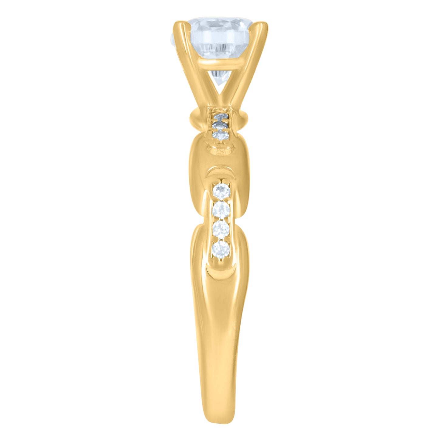 10K Yellow Gold Womens Cubic-Zirconia Bridal Engagement Ring