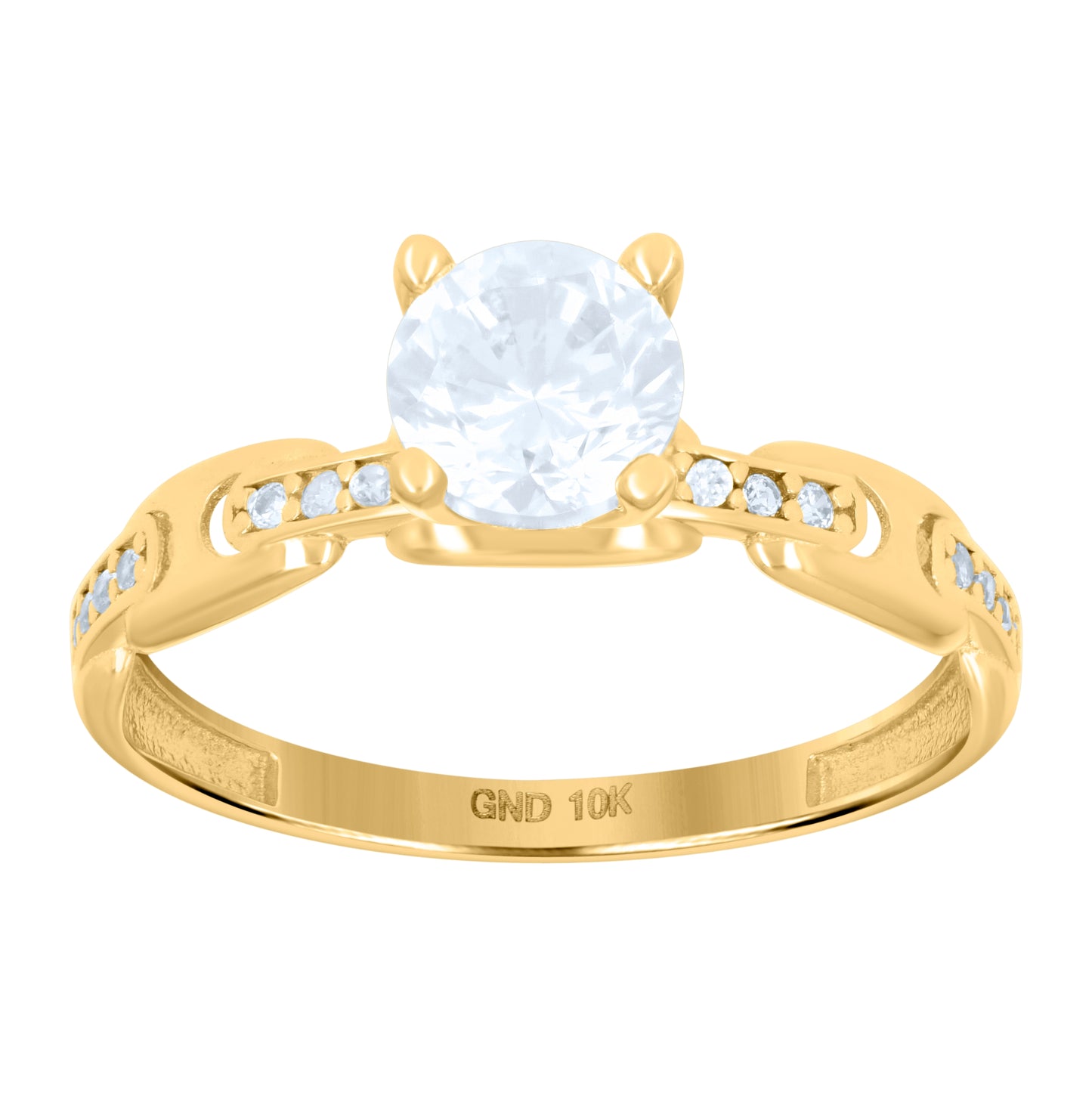 10K Yellow Gold Womens Cubic-Zirconia Bridal Engagement Ring