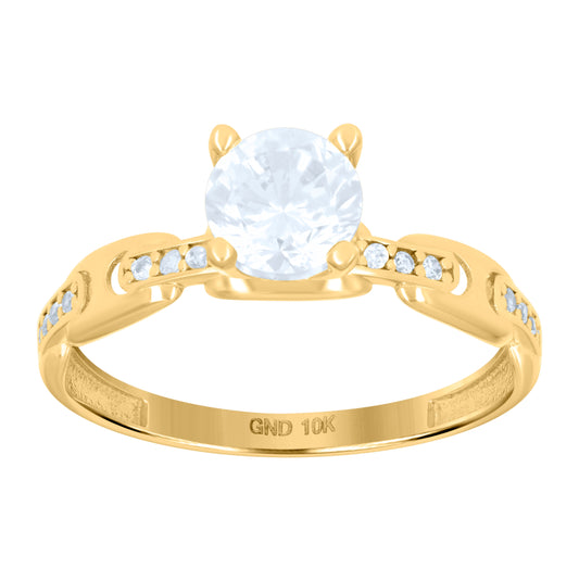 10K Yellow Gold Womens Cubic-Zirconia Bridal Engagement Ring