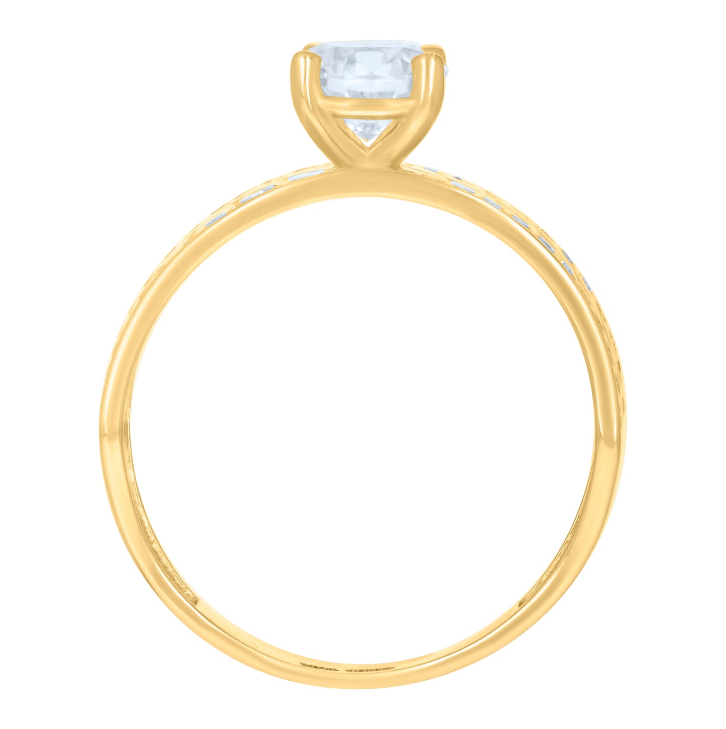 10K Yellow Gold Womens Cubic-Zirconia Bridal Engagement Ring