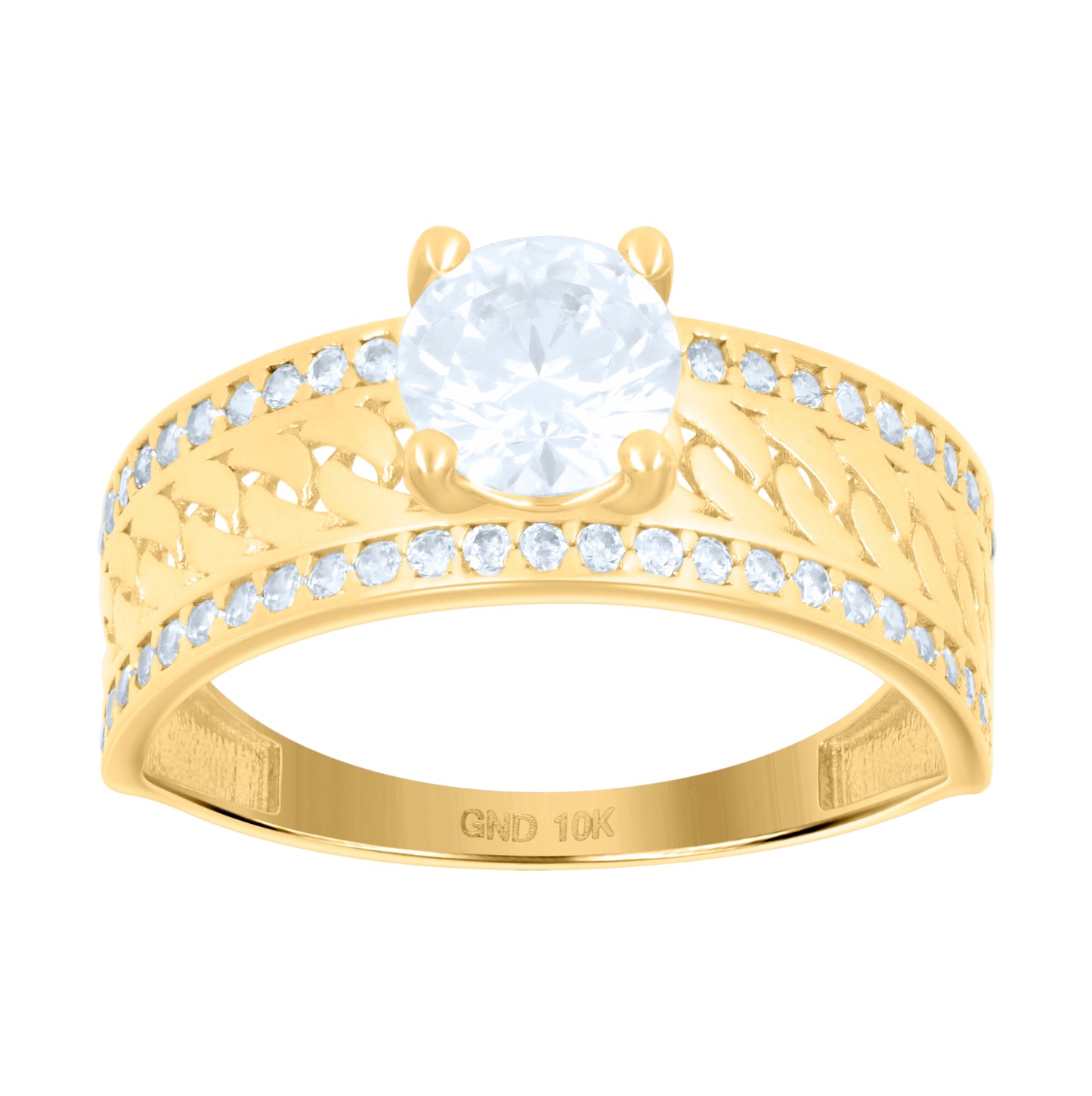 10K Yellow Gold Womens Cubic-Zirconia Bridal Engagement Ring