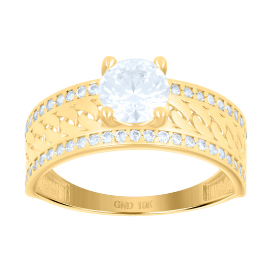 10K Yellow Gold Womens Cubic-Zirconia Bridal Engagement Ring