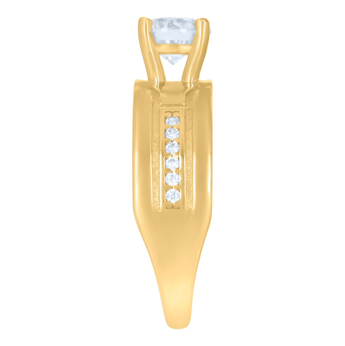 10K Yellow Gold Womens Cubic-Zirconia Bridal Engagement Ring
