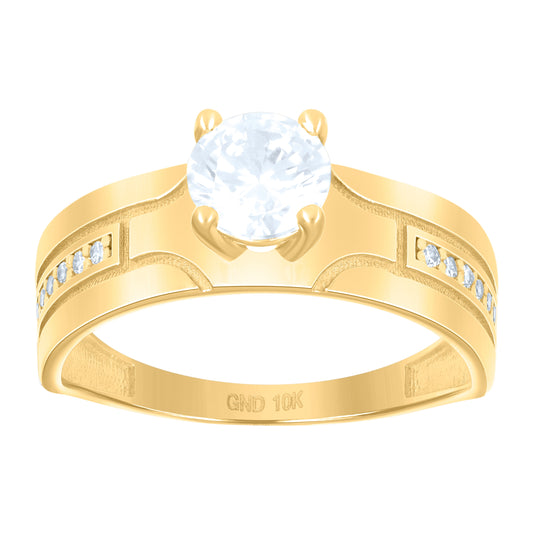 10K Yellow Gold Womens Cubic-Zirconia Bridal Engagement Ring
