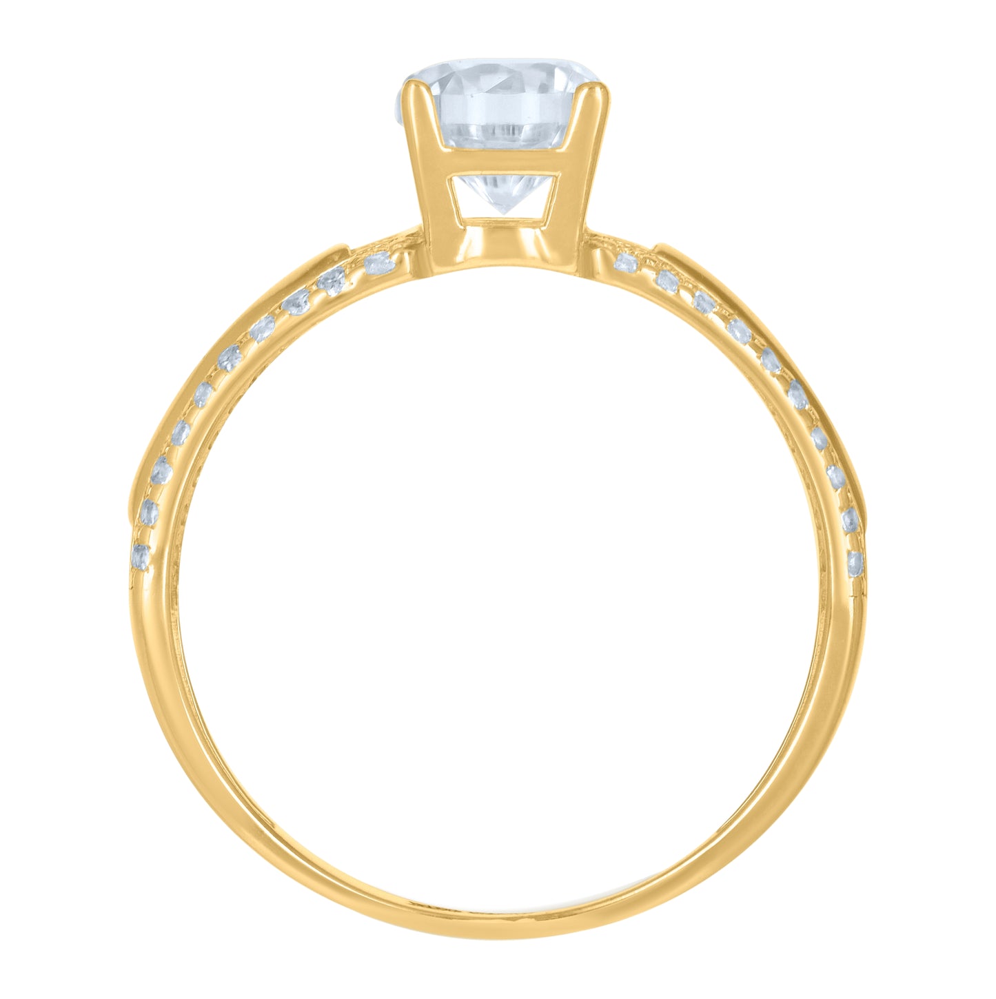 10K Yellow Gold Womens Cubic-Zirconia Bridal Engagement Ring